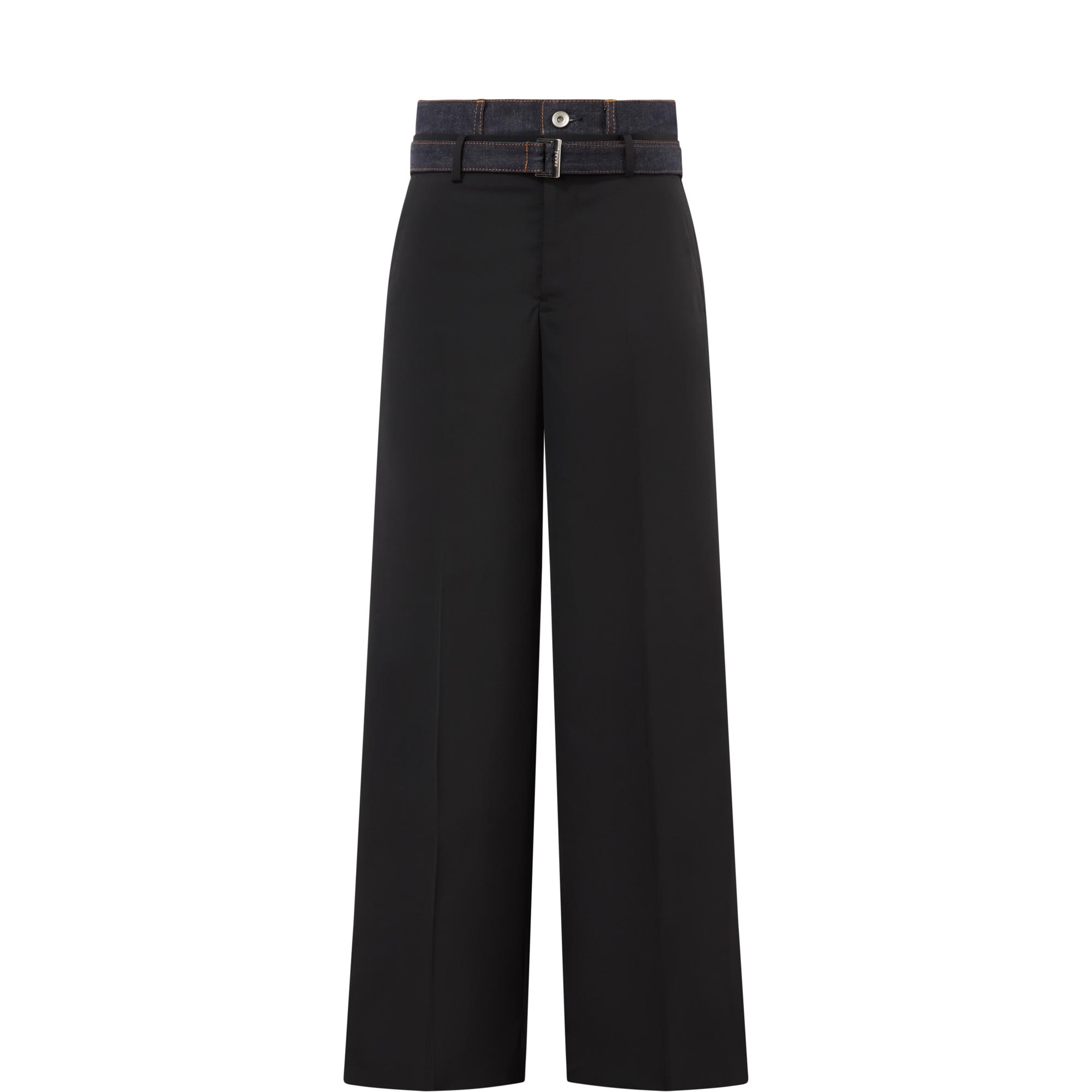 Denim Belted Suit Trousers