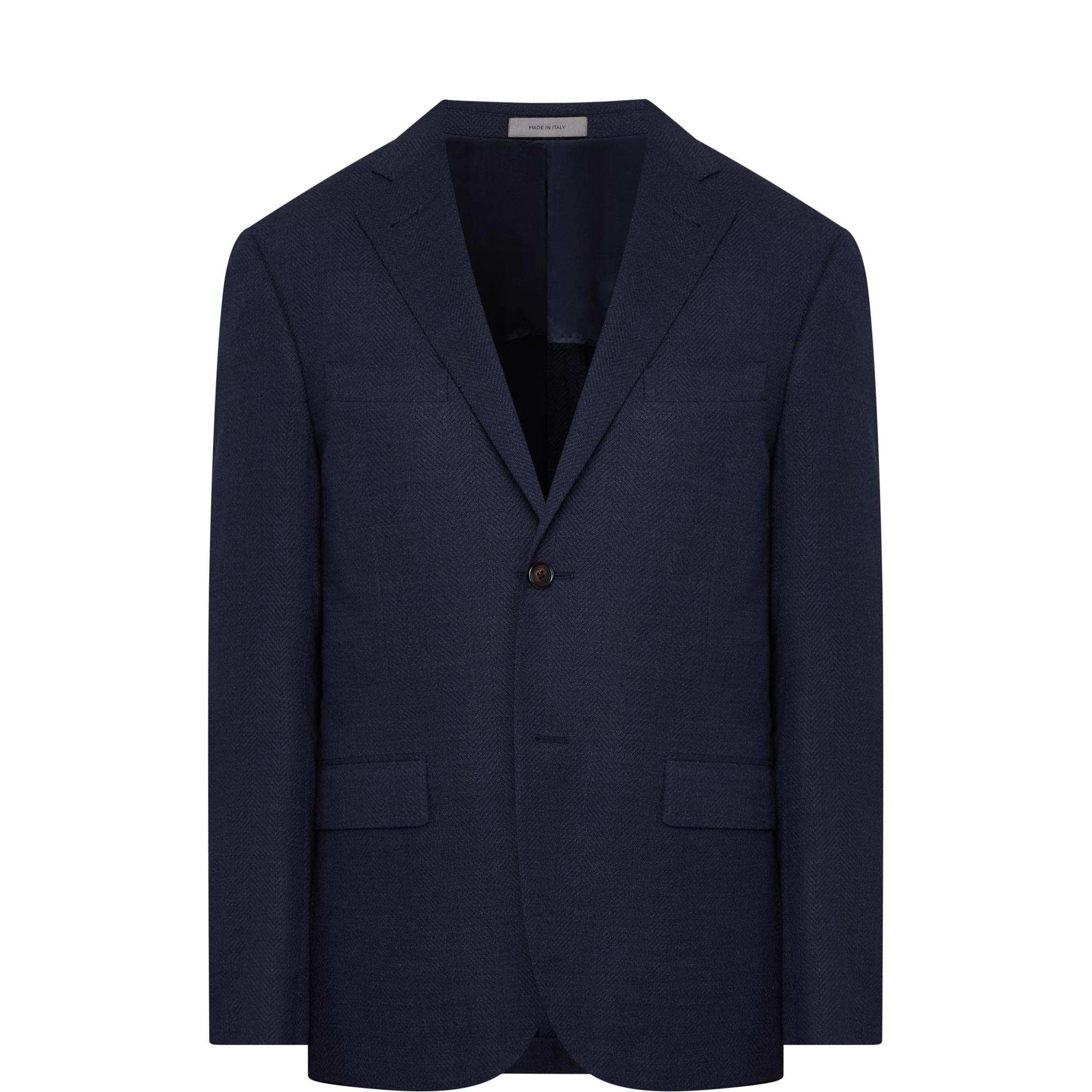 Herringbone Stretch Single-Breasted Blazer