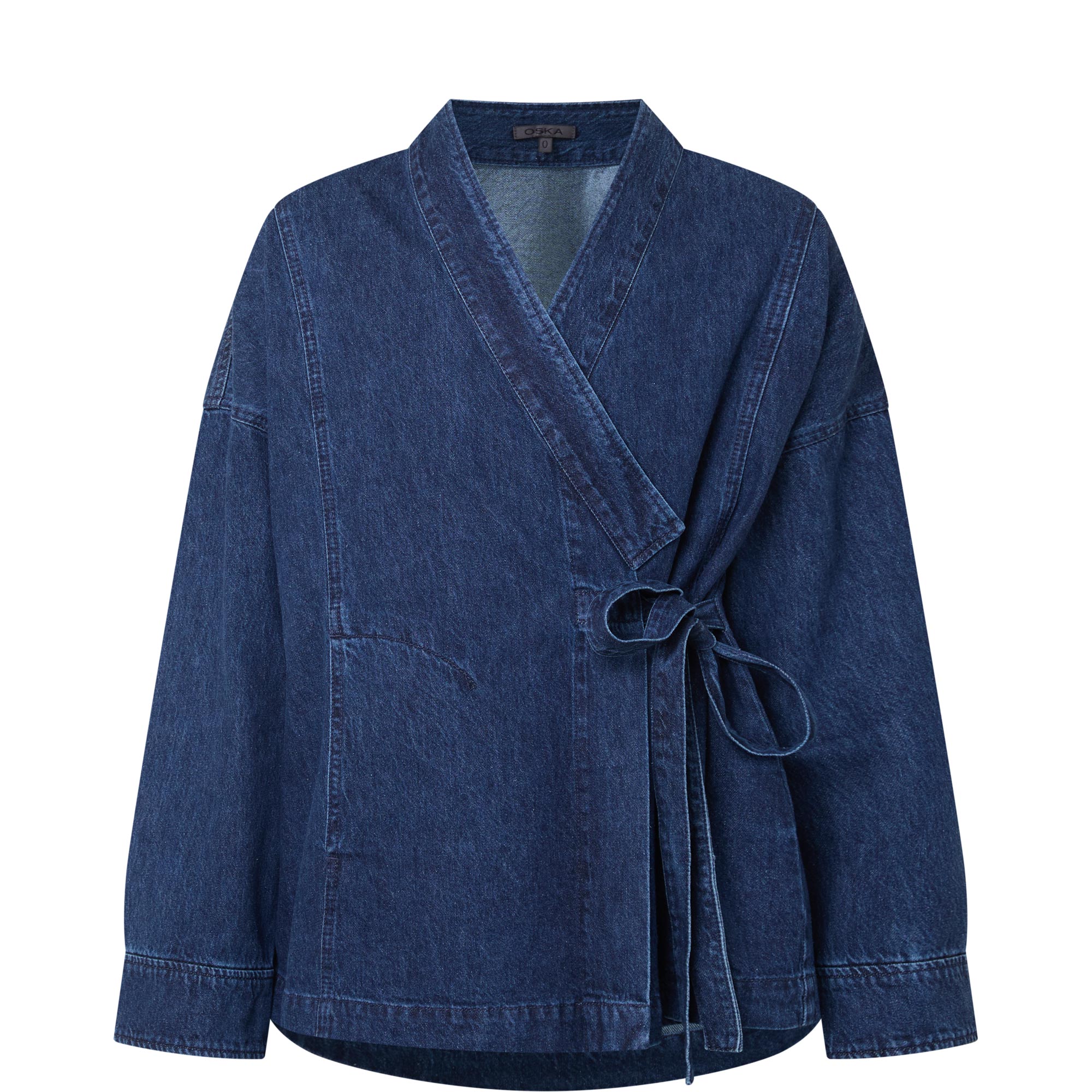 Tie-Front Denim Kimono Jacket