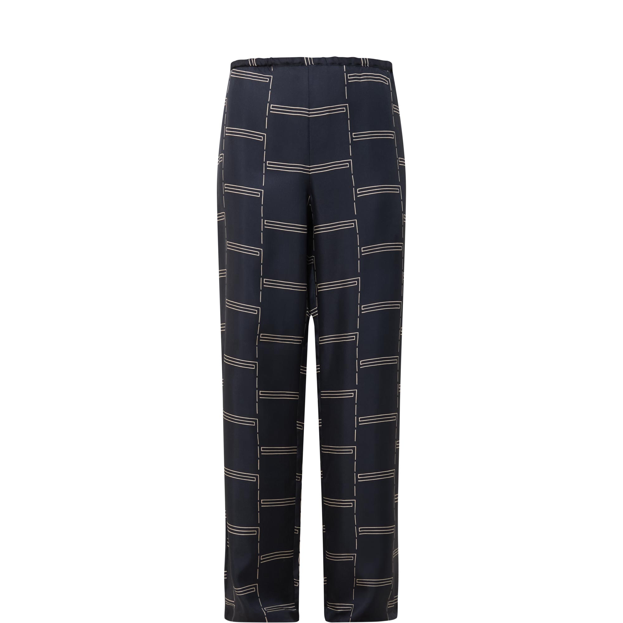 High-Rise Printed Silk Trousers