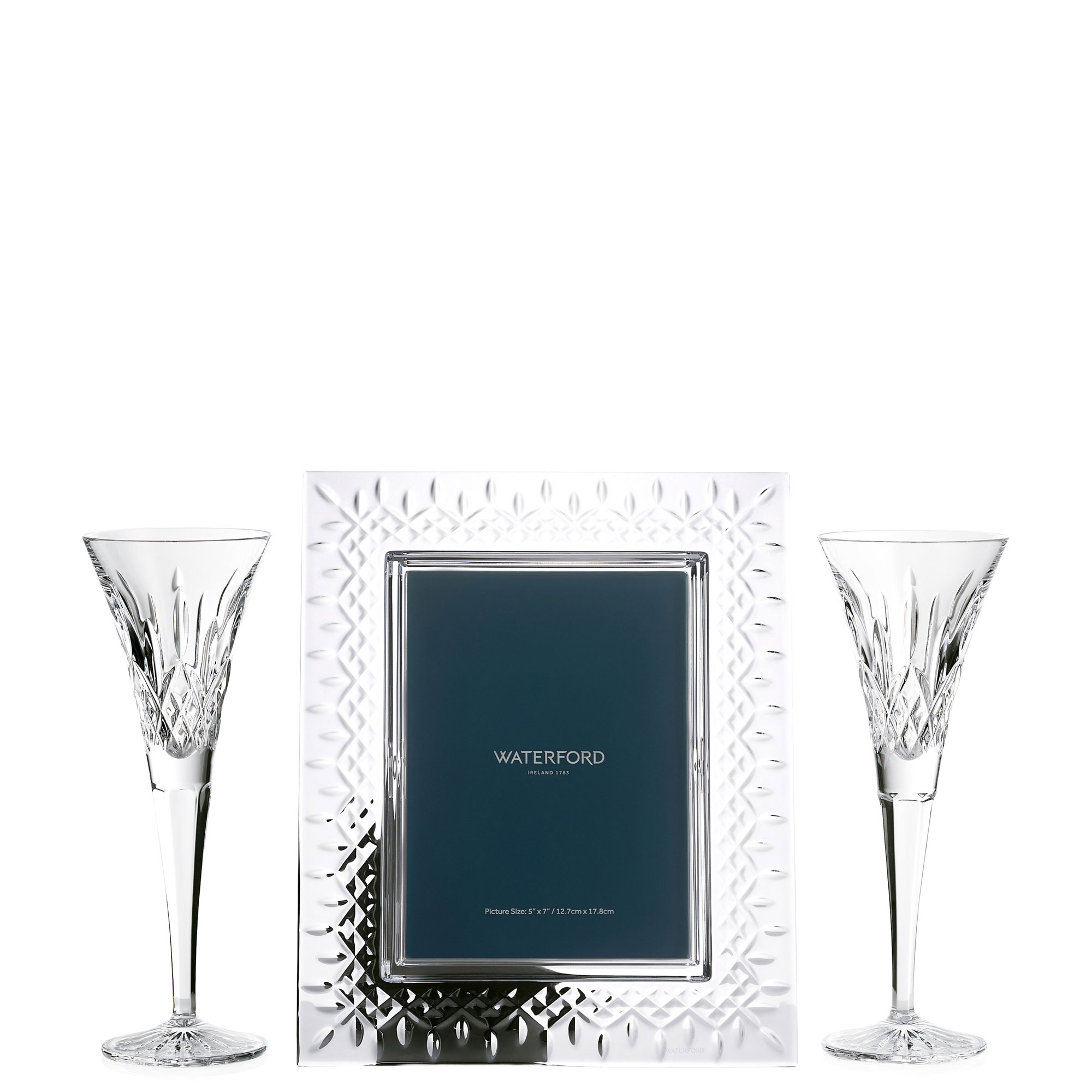 Lismore Picture Frame & Toasting Flutes Three-Piece Set