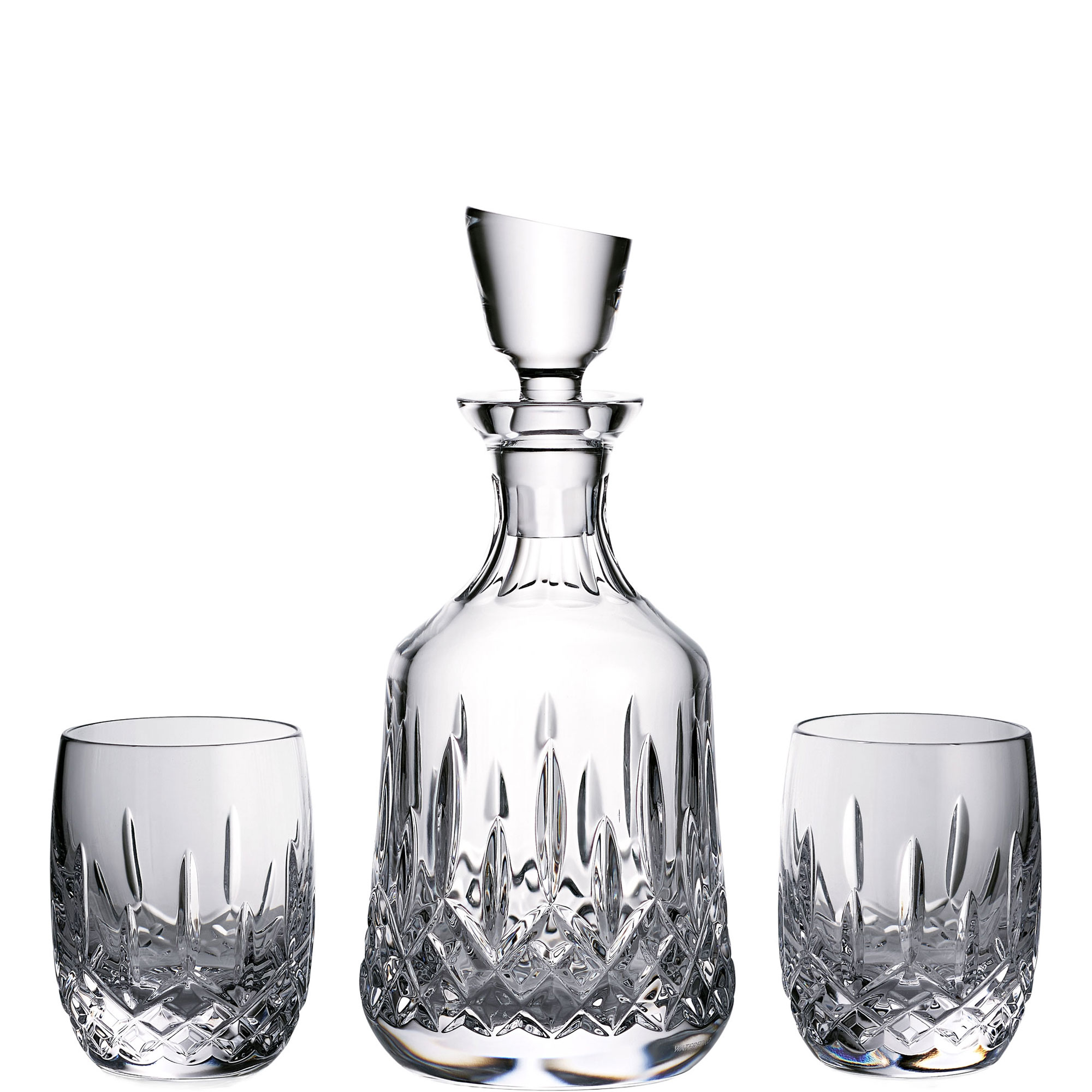 Lismore Round Decanter & Tumbler Glass Three-Piece Set