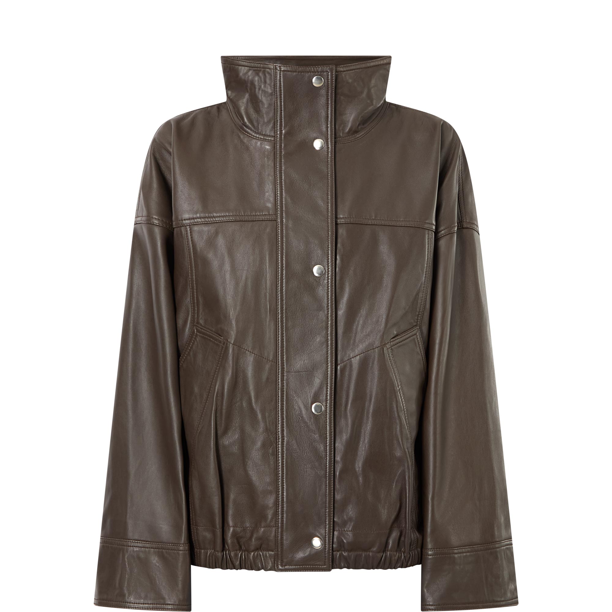 Snap Button Leather Jacket