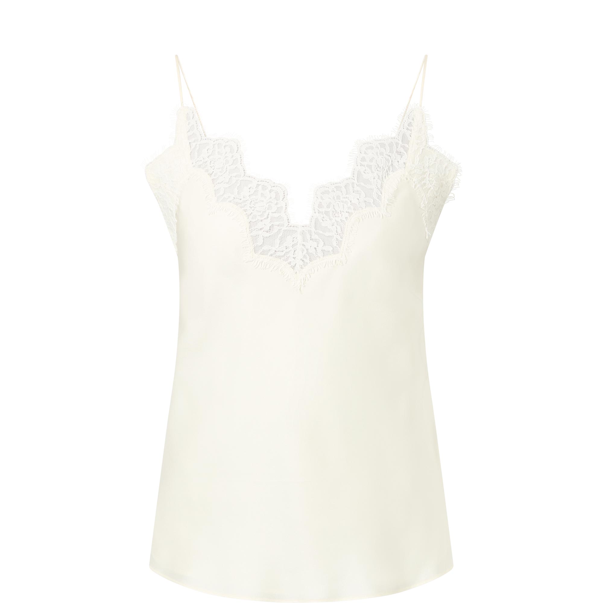 Lace Trim Silk Camisole Top