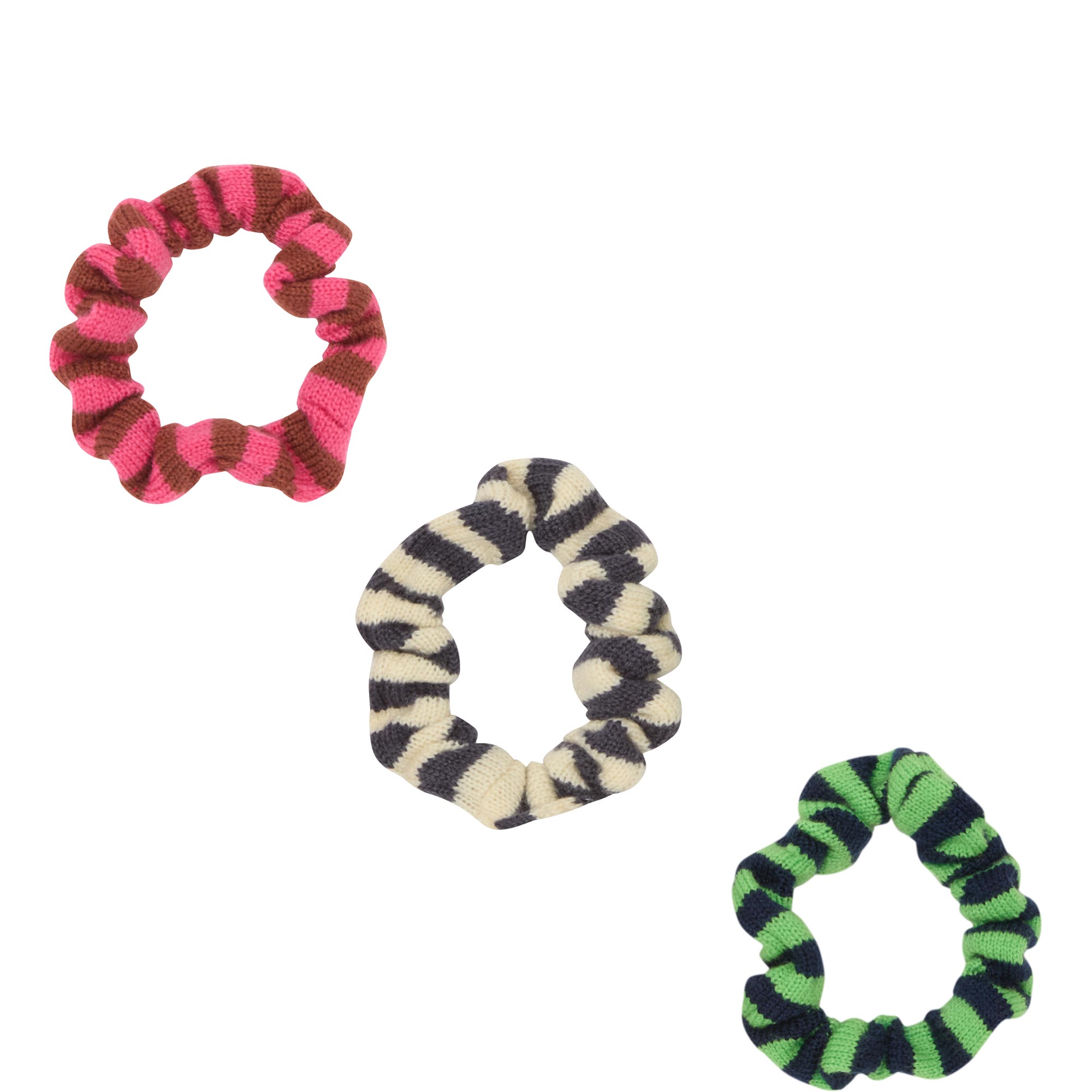 Three-Pack Striped Knitted Scrunchies
