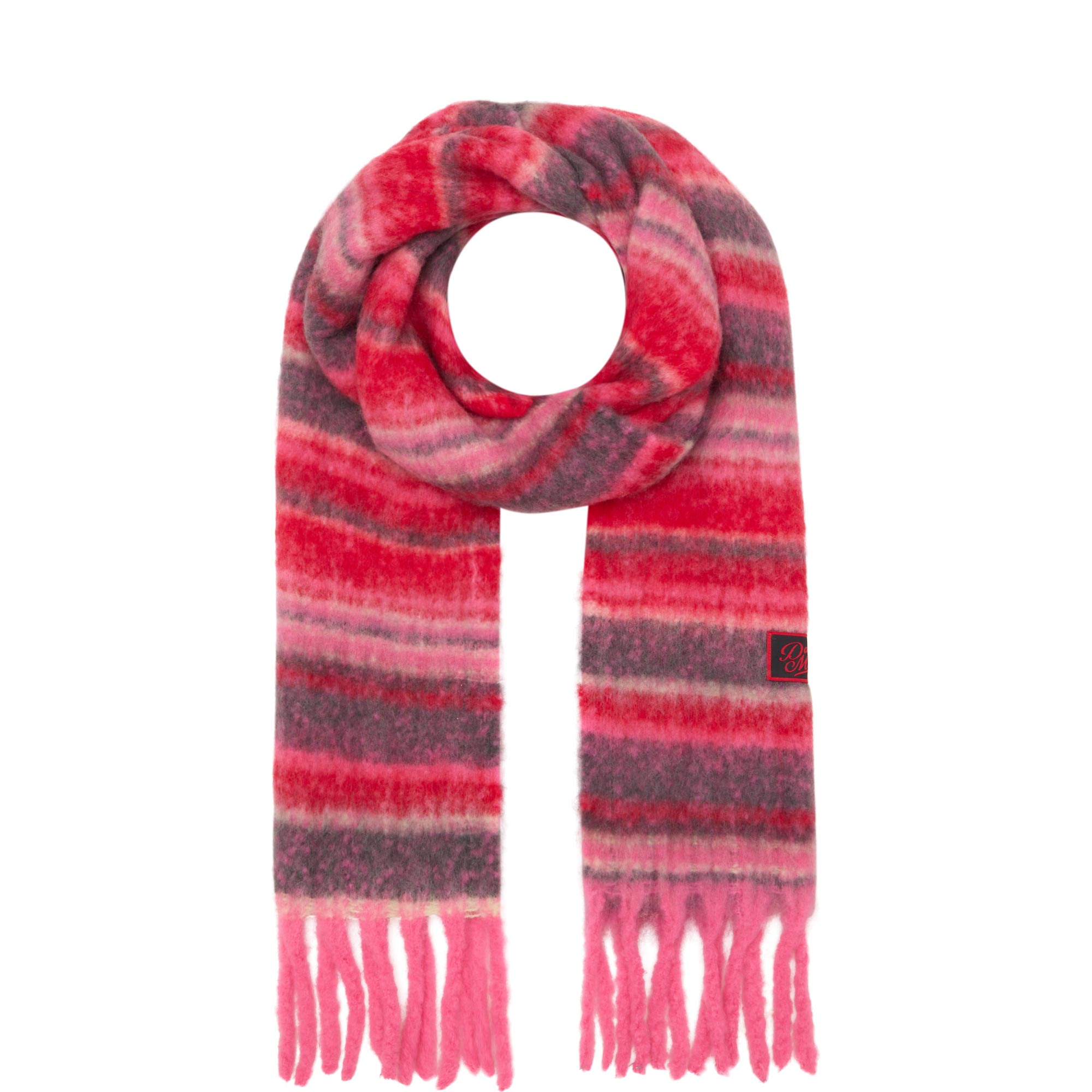 Logo Striped Fluffy Wrap Scarf