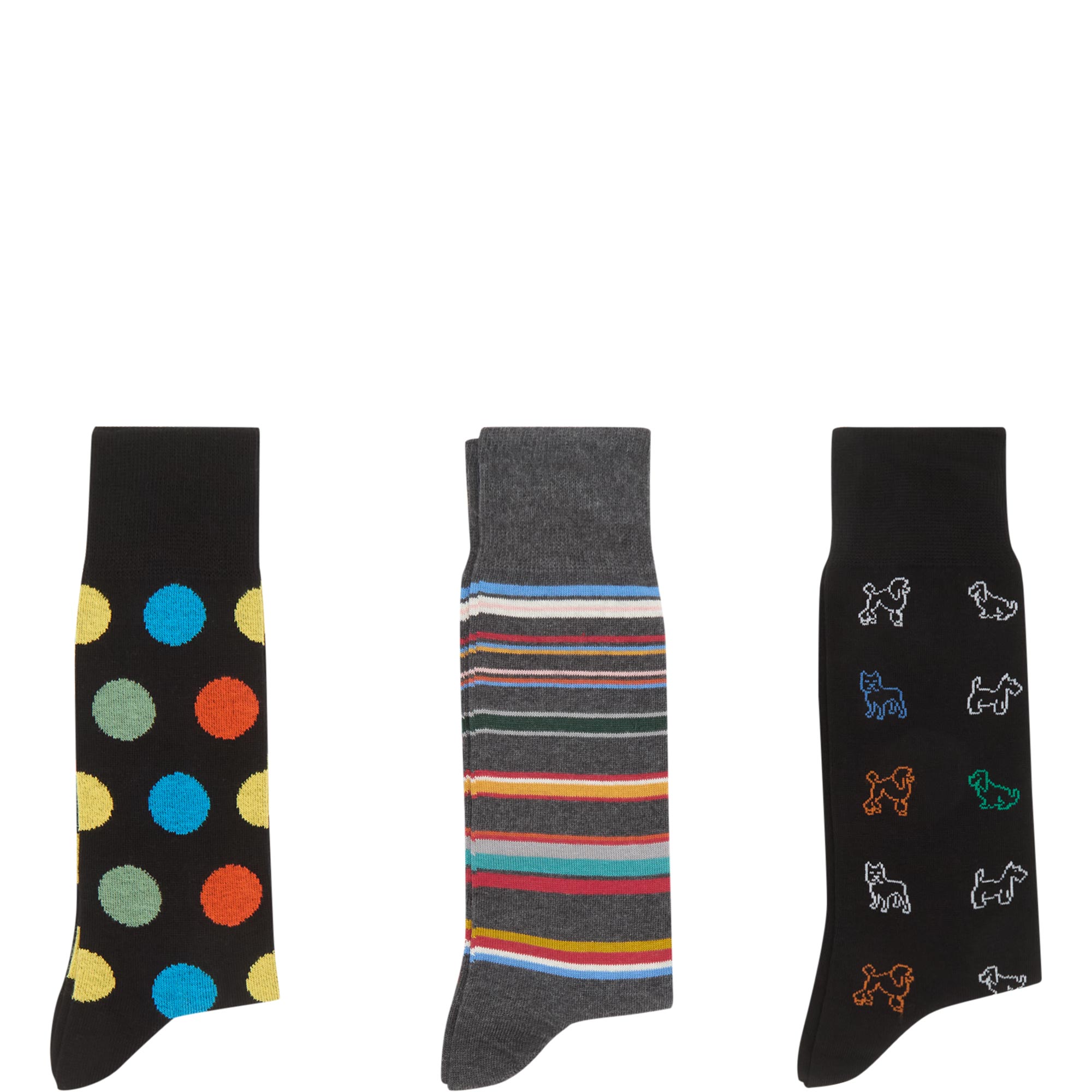 Three-Pack Assorted Patterned Socks