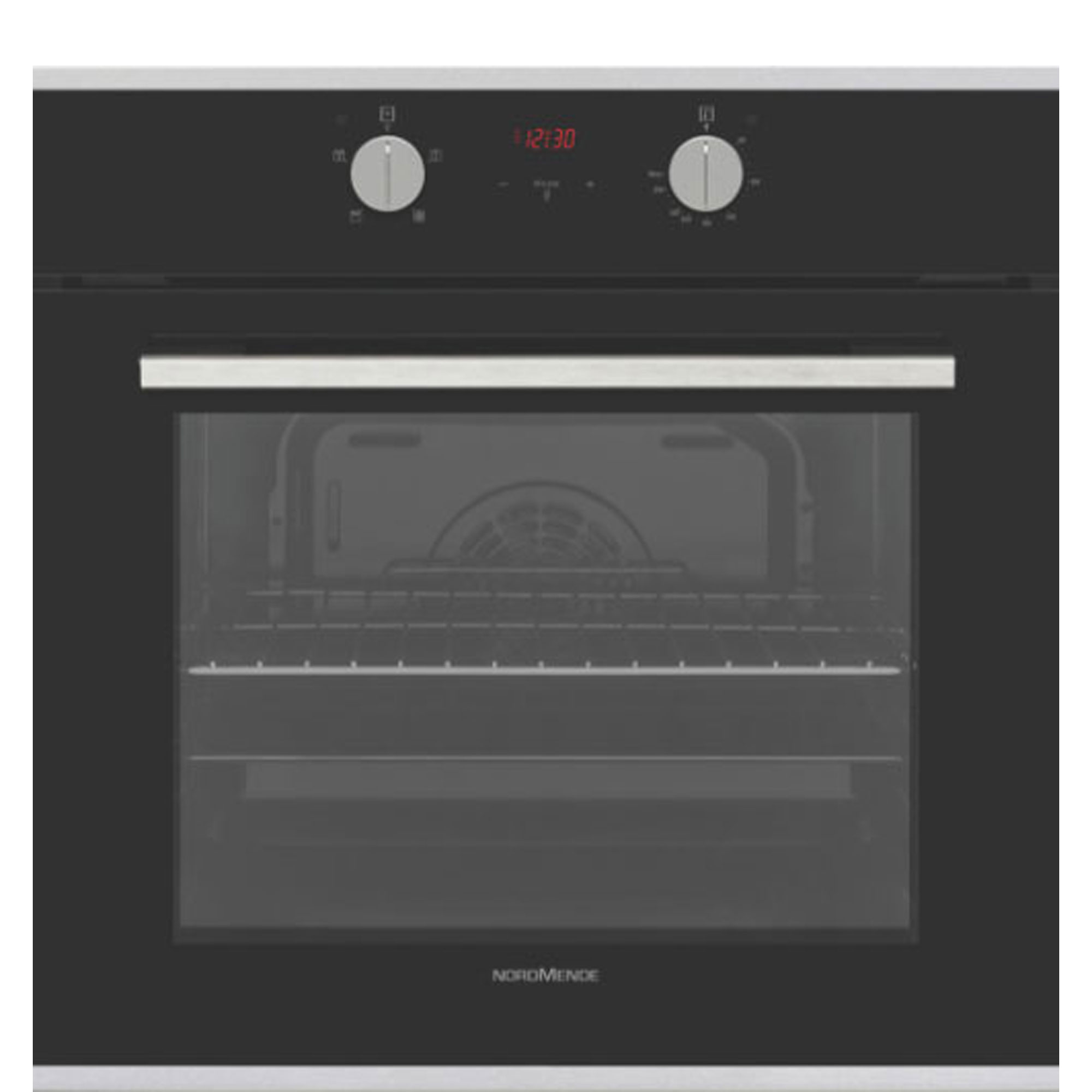 65L Single Oven Stainless Steel & Black Glass