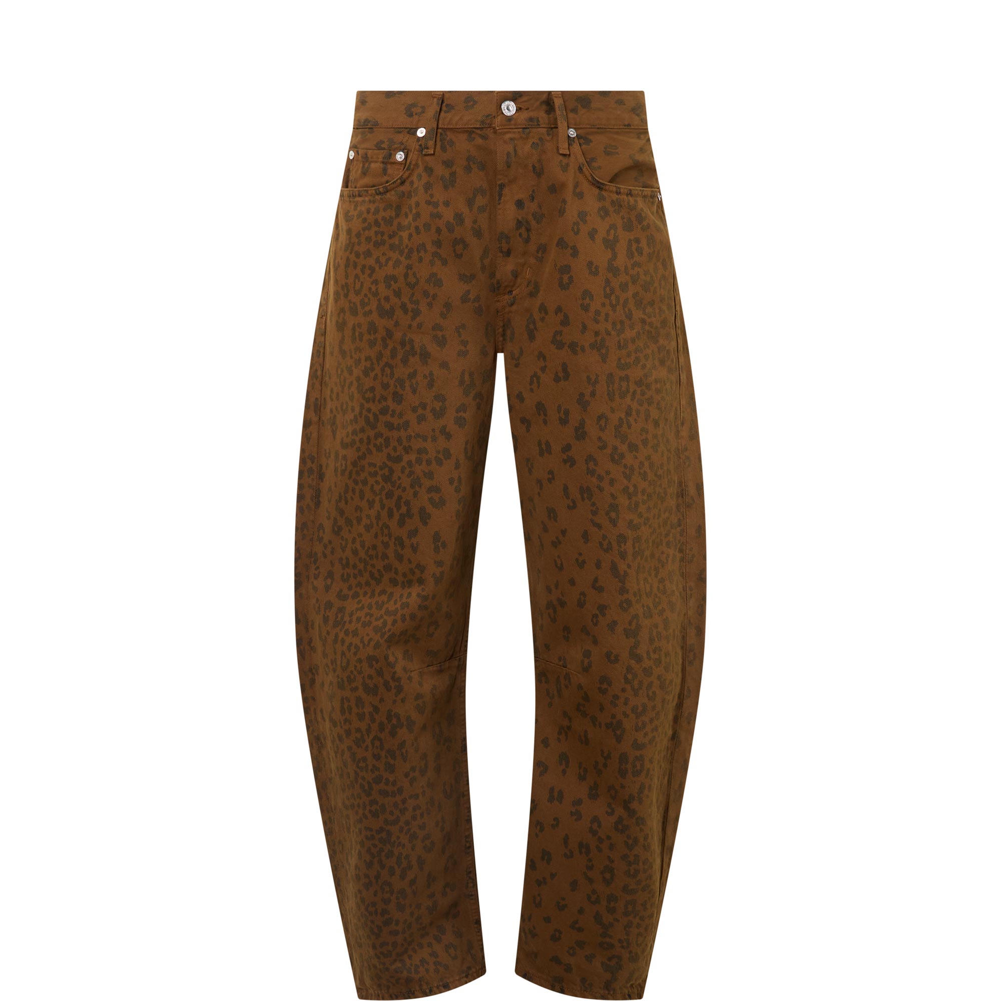 Miro Mid-Rise Cheetah Barrel Leg Jeans