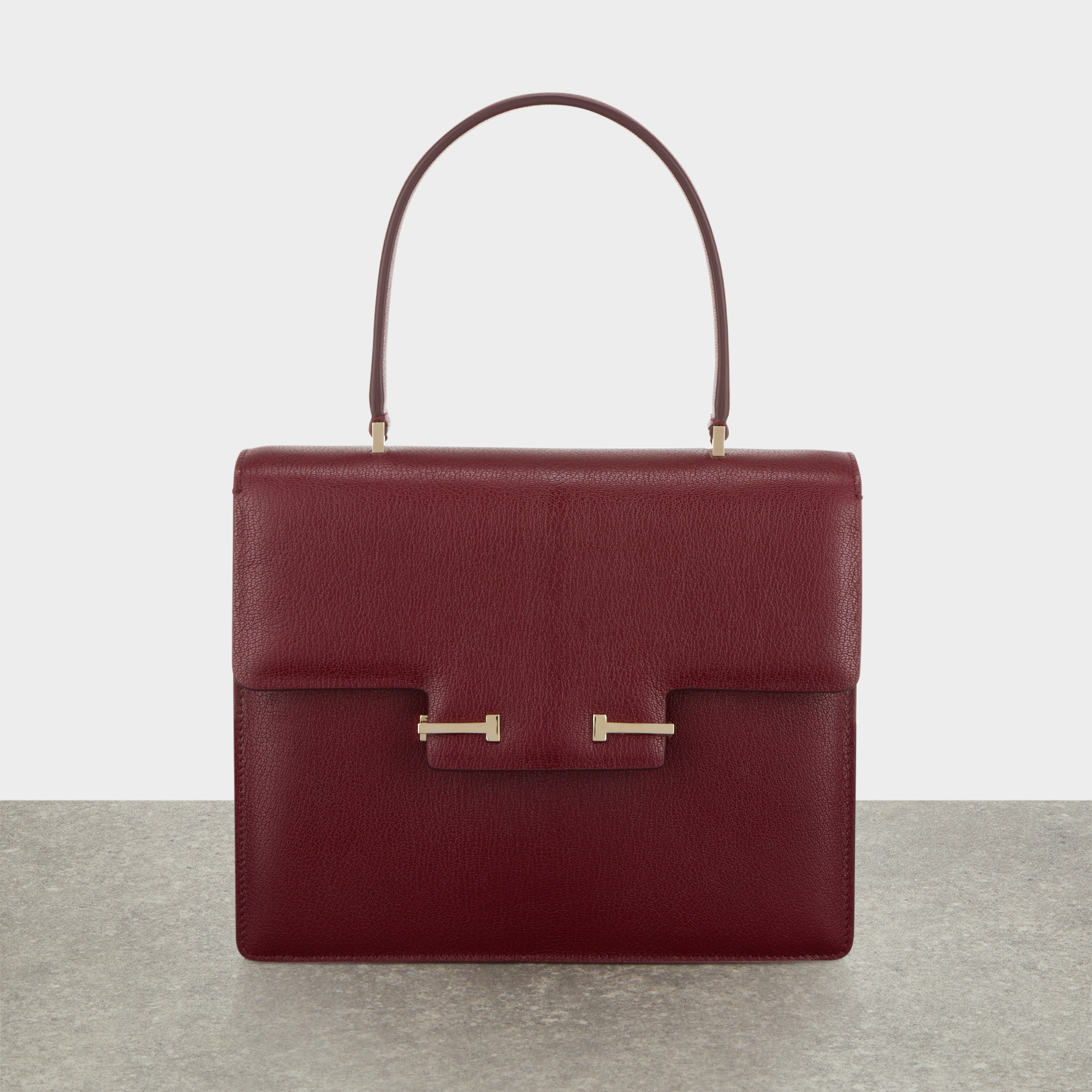 Grained Leather Top Handle Bag