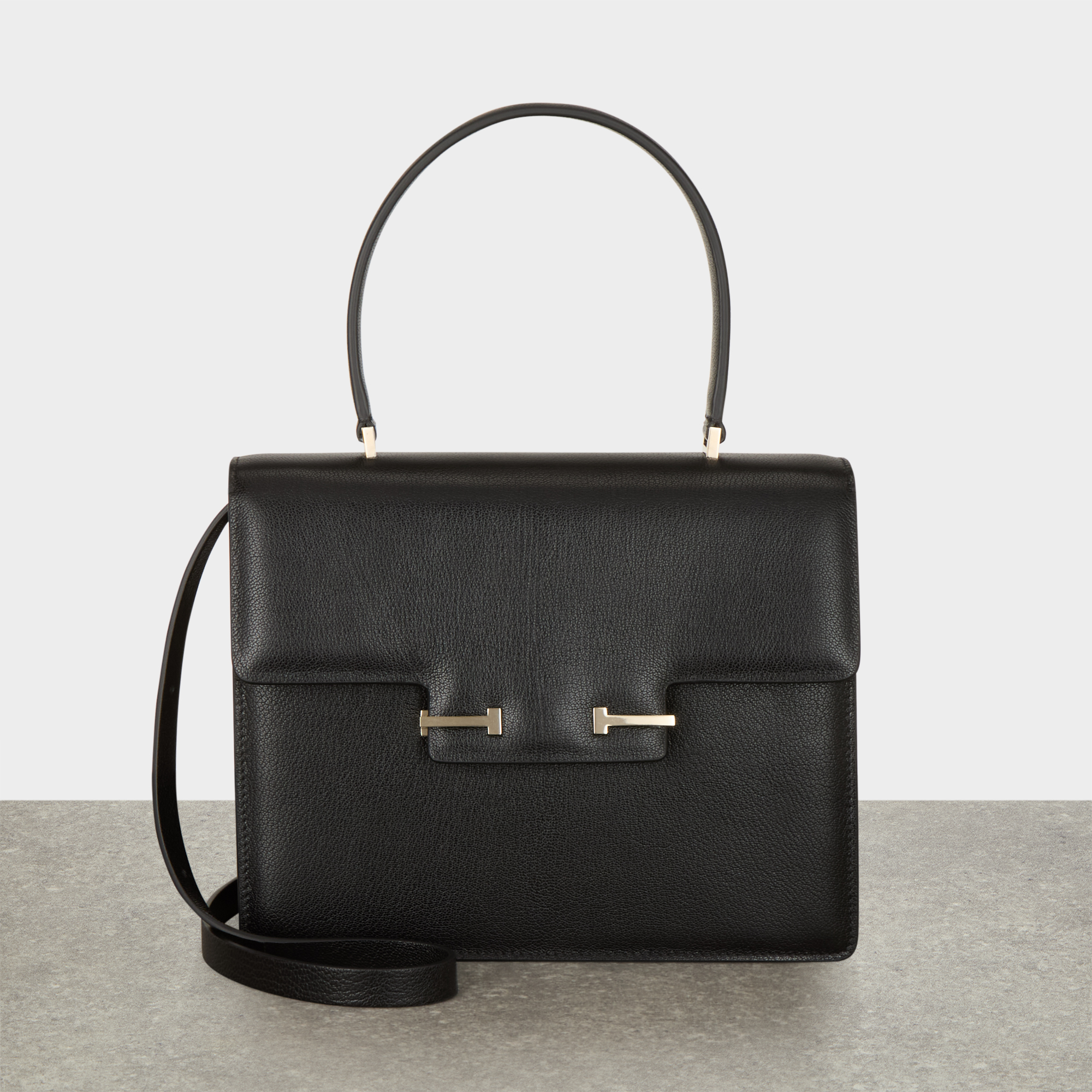 Grained Leather Top Handle Bag