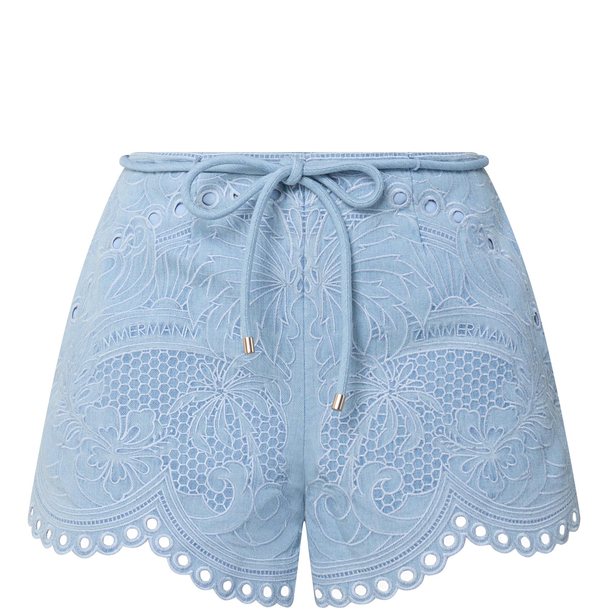 Broderie Anglaise Denim Shorts