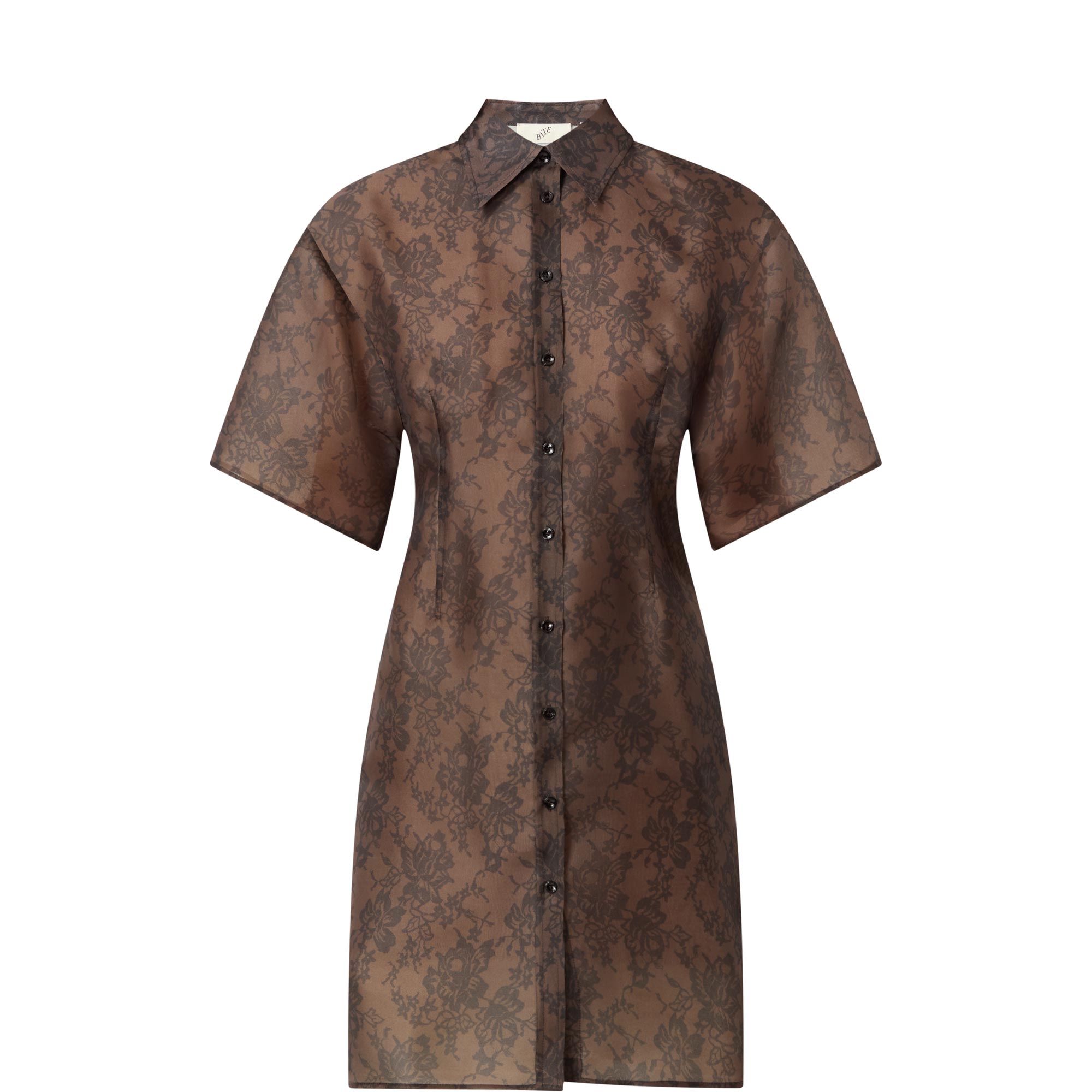 Lace Print Mini Shirt Dress