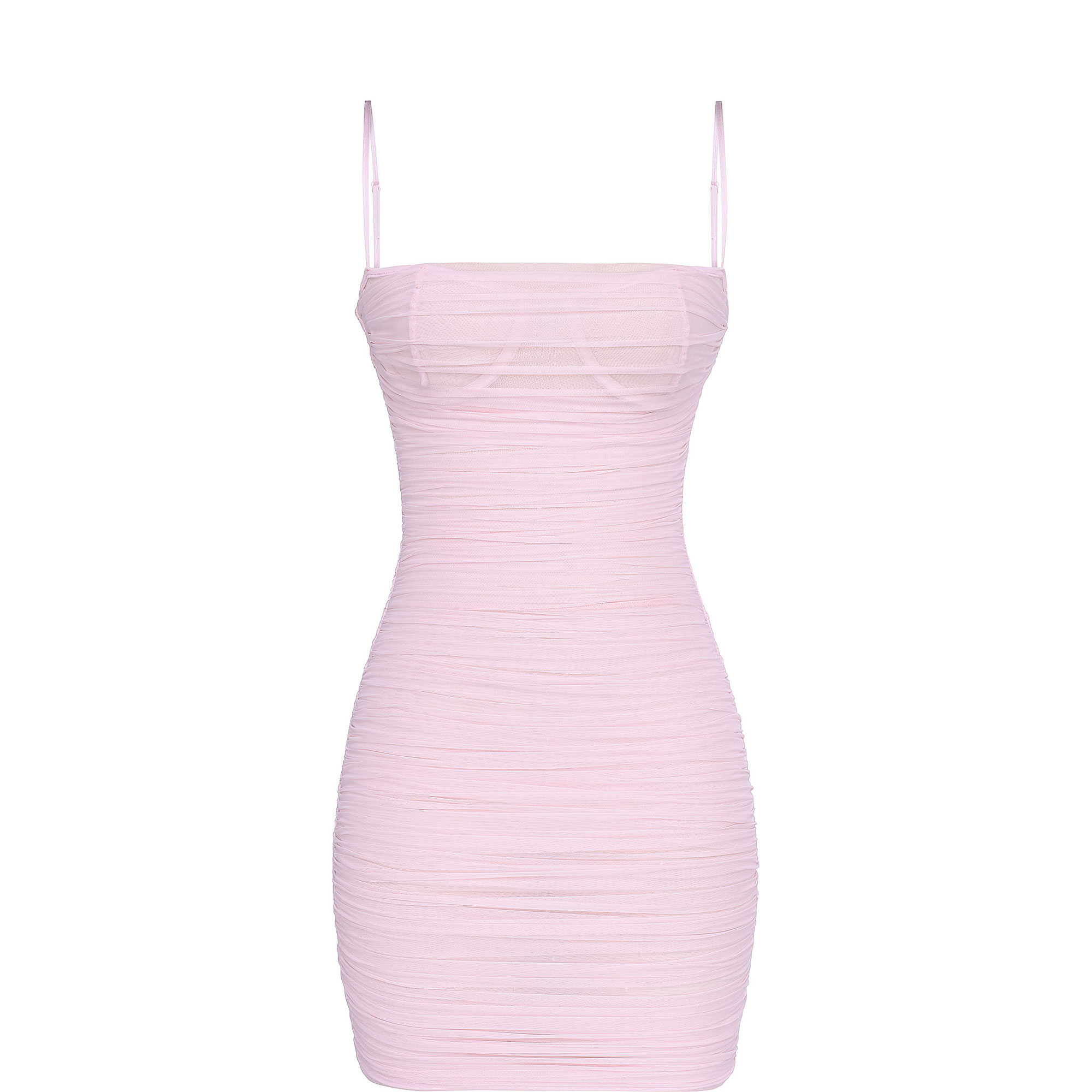 Ella Ruched Mesh Fitted Mini Dress