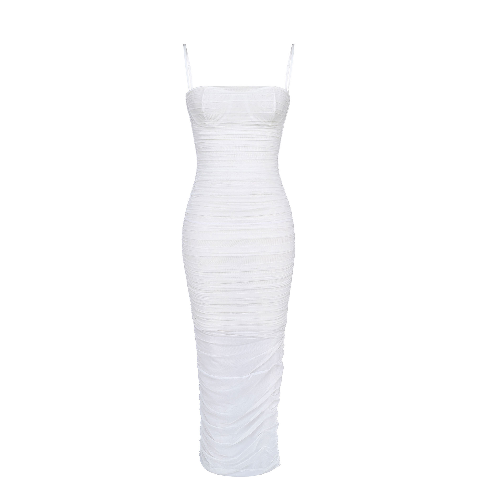 Fornarina Ruched Mesh Form-Fitting Dress