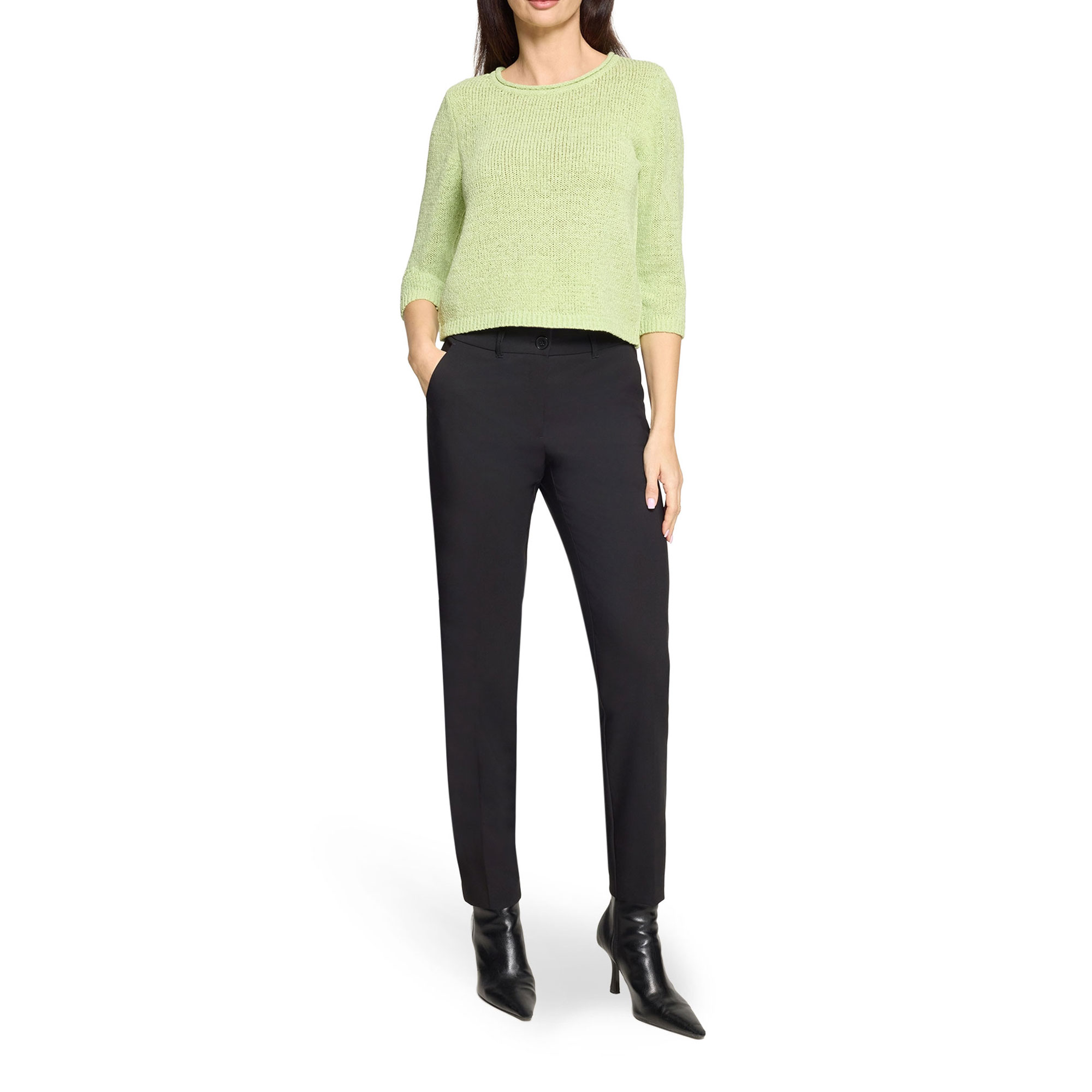 Ribbed Trim Knitted Sweater