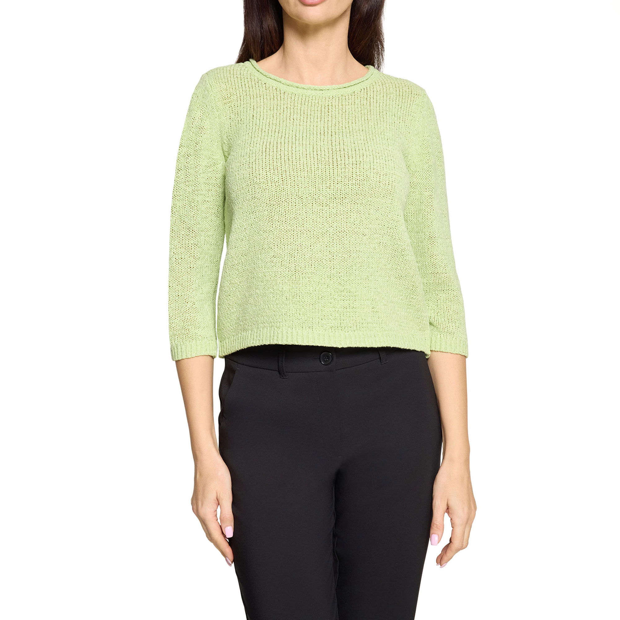 Ribbed Trim Knitted Sweater