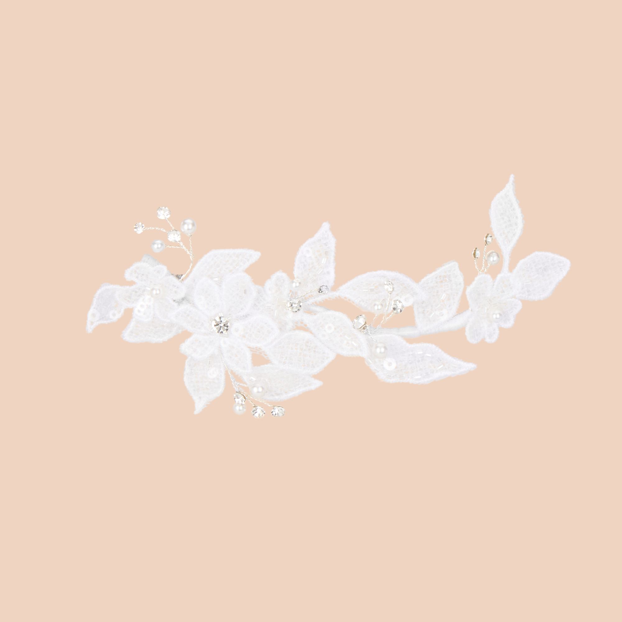 Floral Beaded Communion Hair Clip