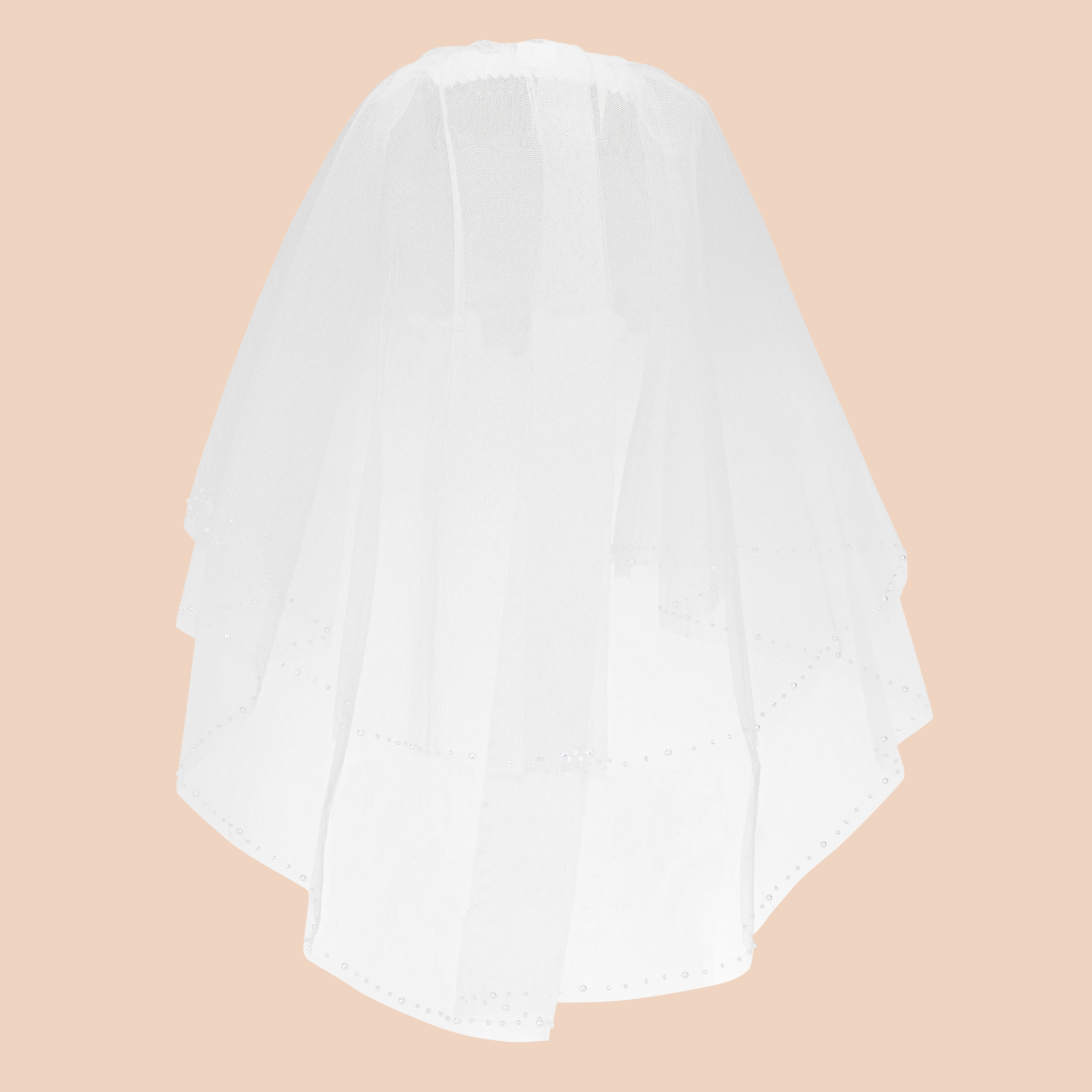 Beaded Diamanté Communion Veil