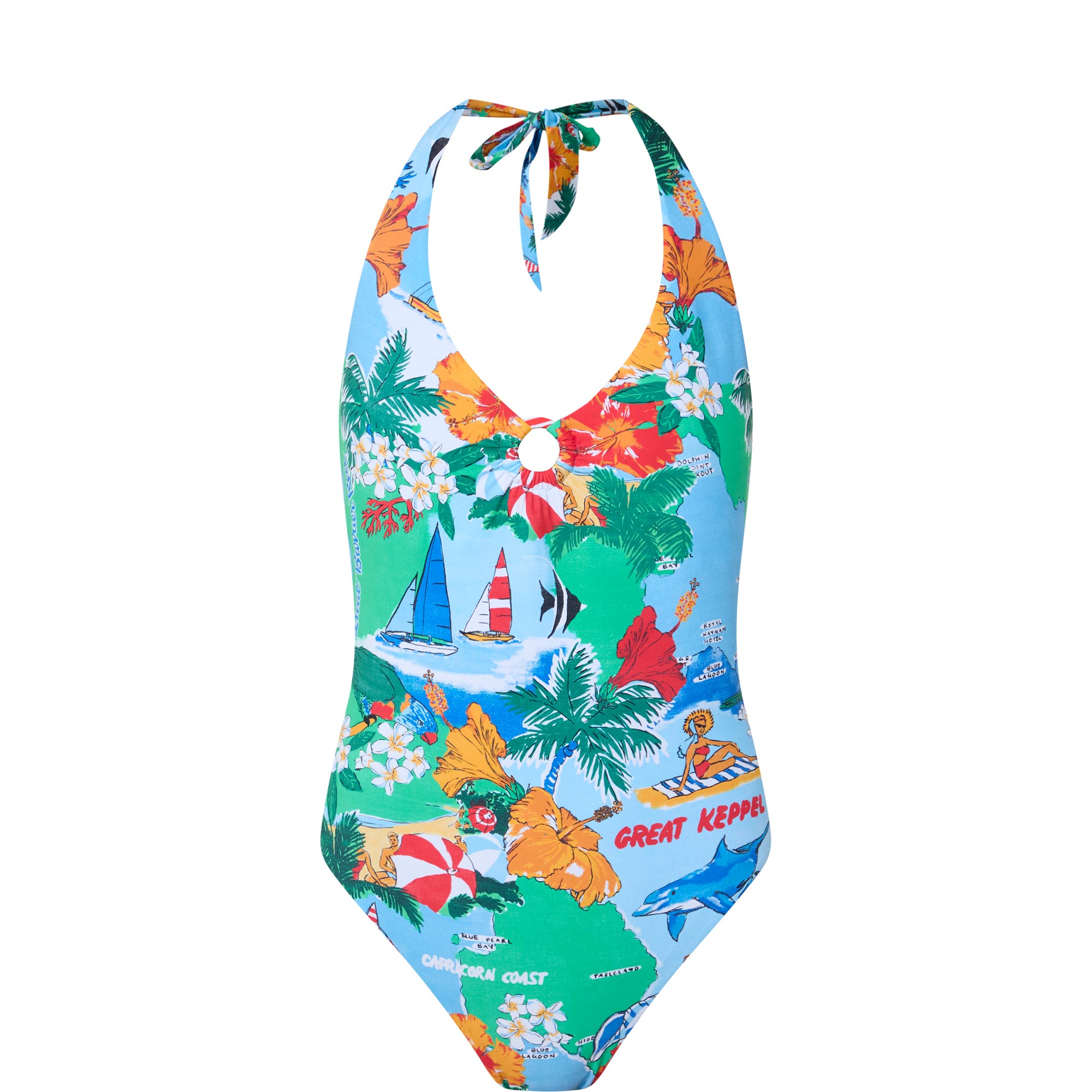 Viva Vacation Ring Front Halter Swimsuit