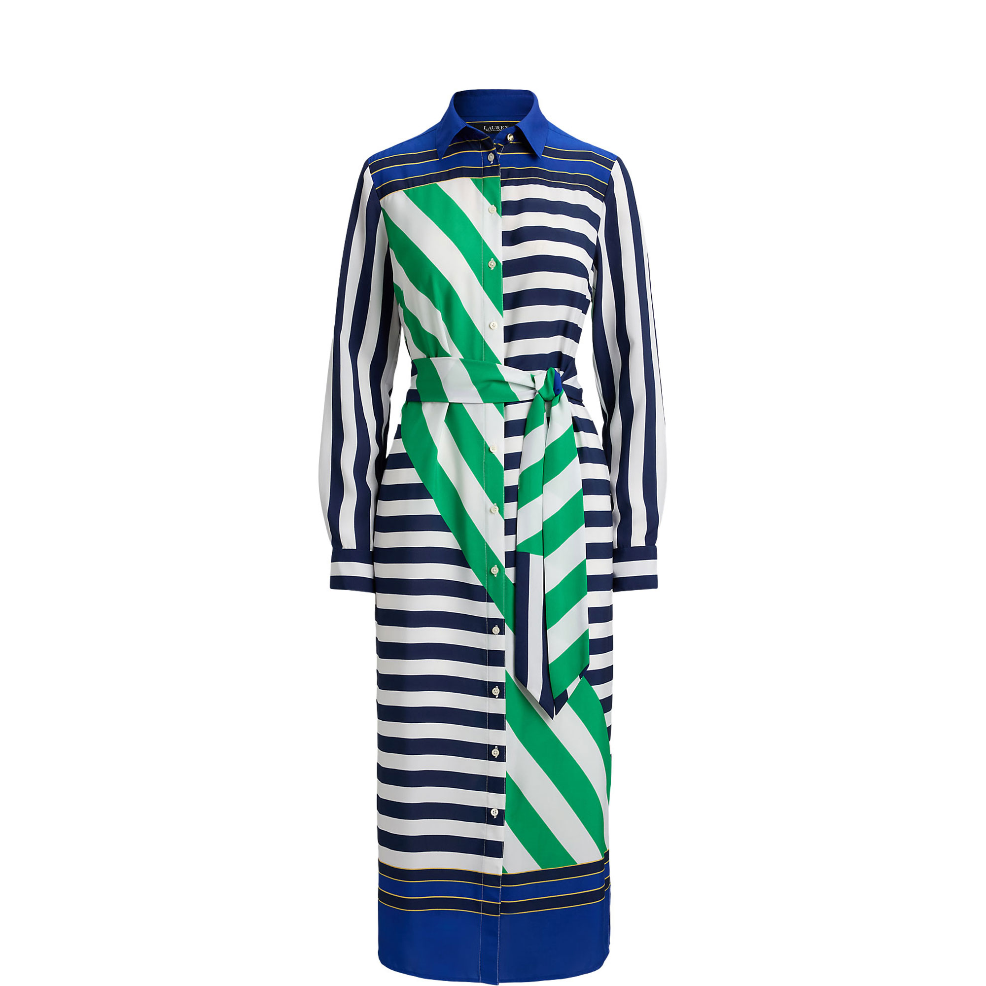 Striped Crepe Shirt Dress