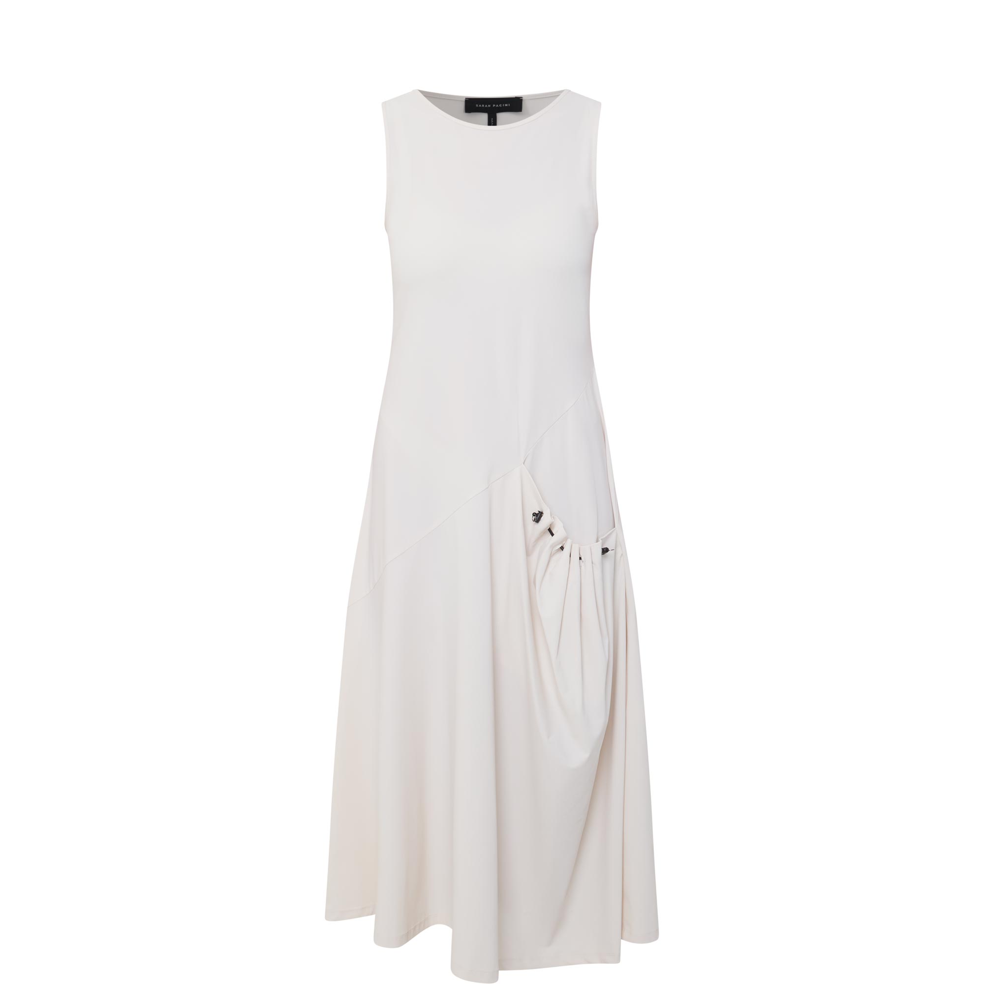 Drawcord Pocket Flared Dress
