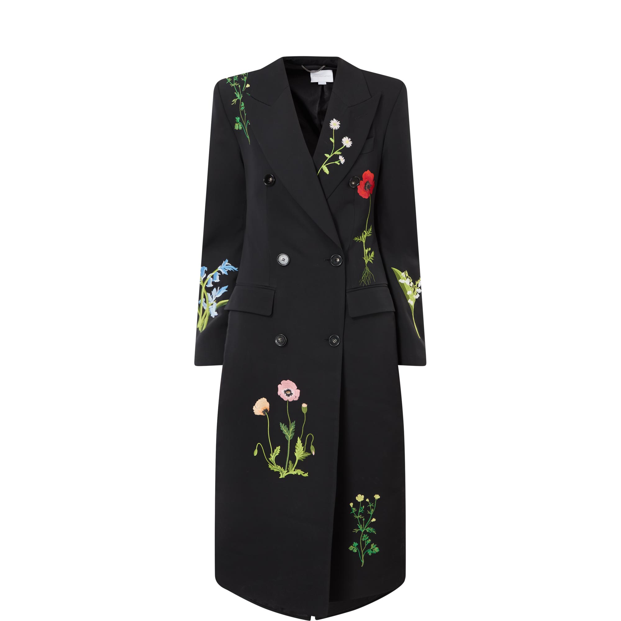 Double-Breasted Embroidered Peacoat