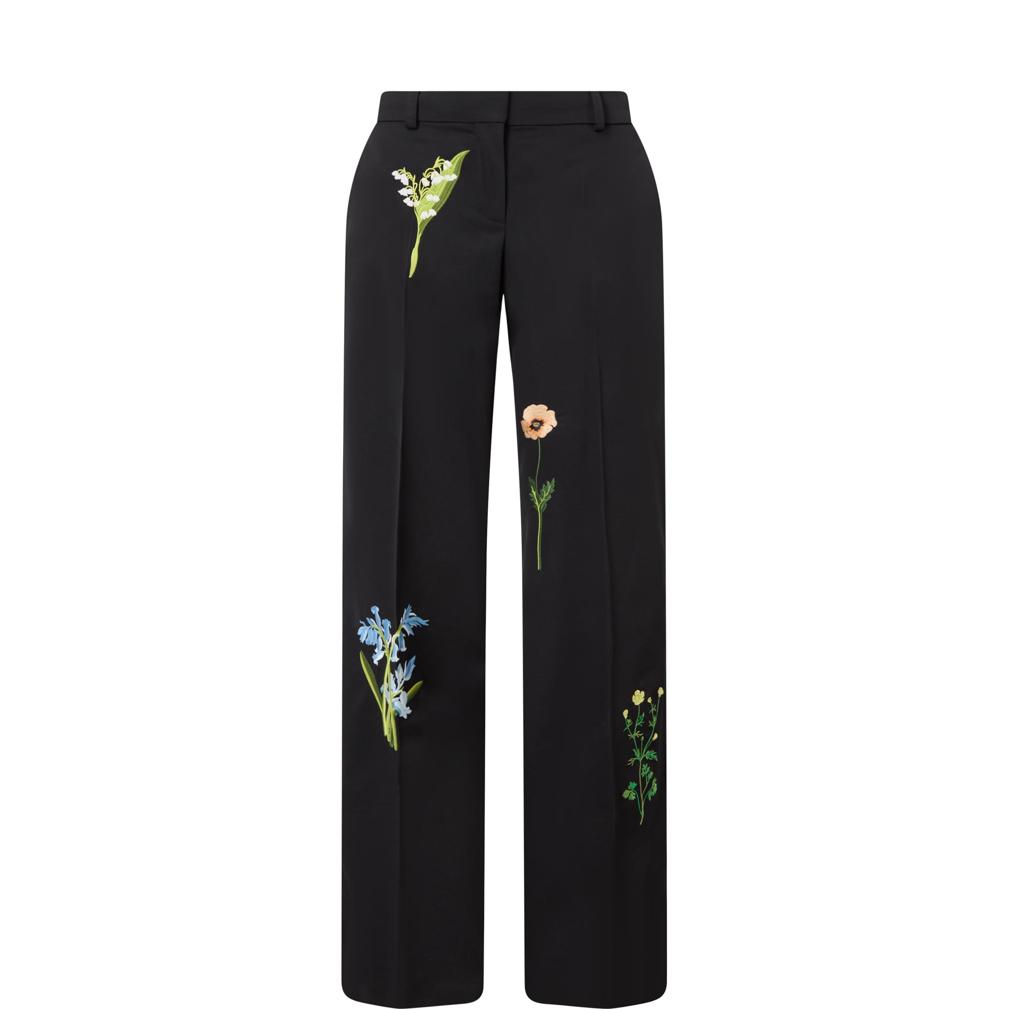 Floral Embroidered Straight Leg Trousers