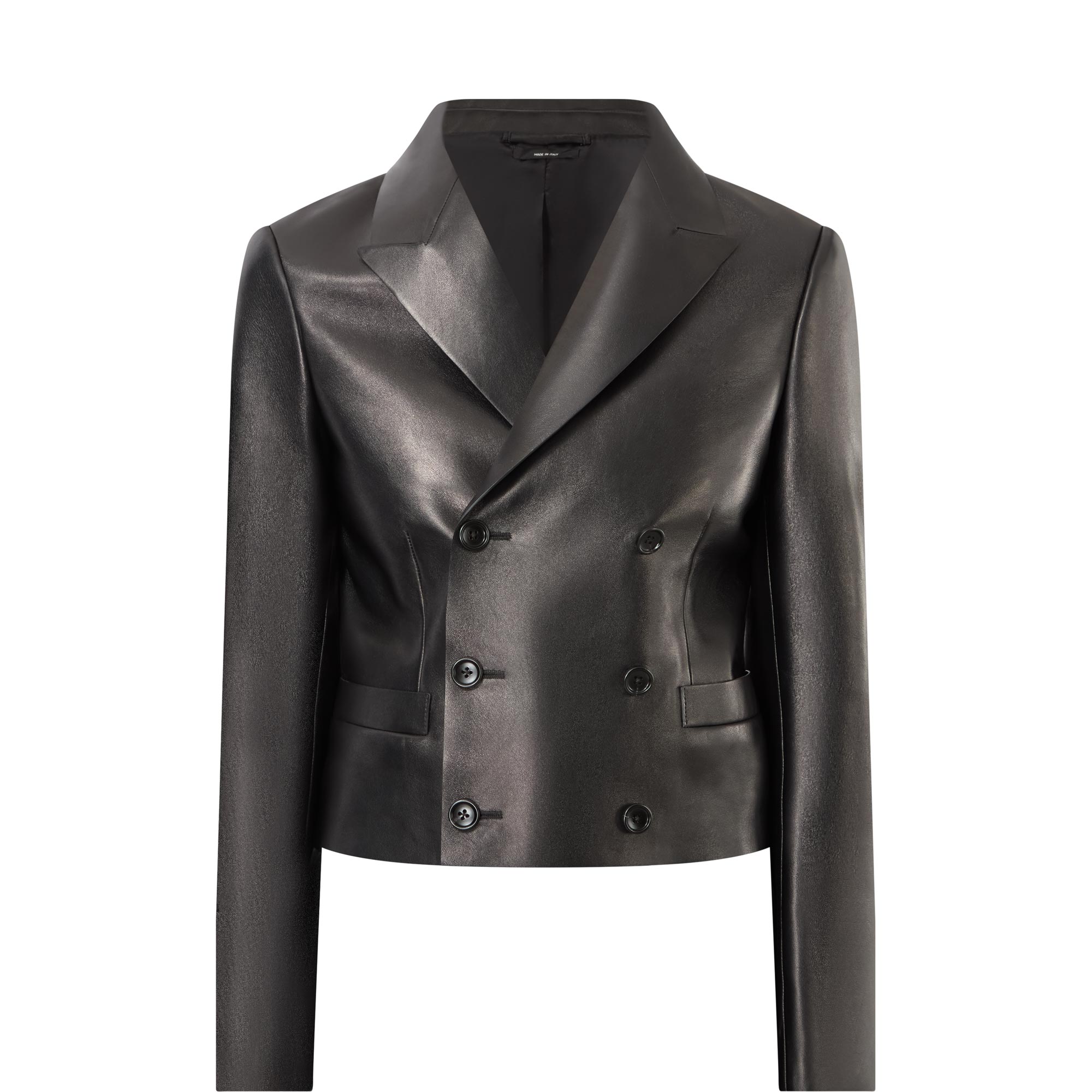 Double Breasted Leather Blazer