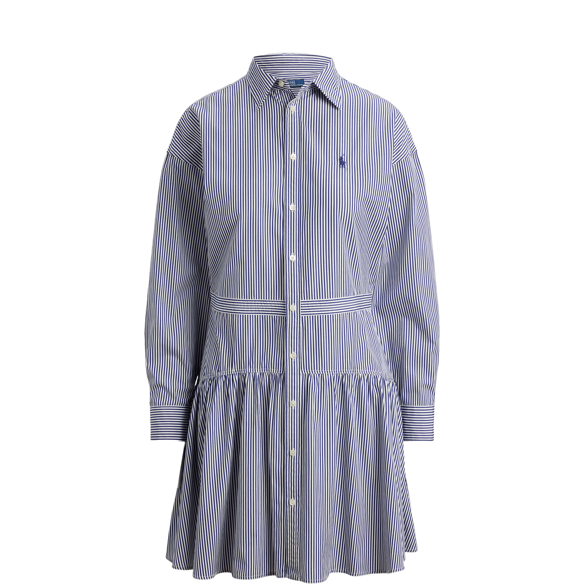 Pony Logo Stiped Mini Shirt Dress