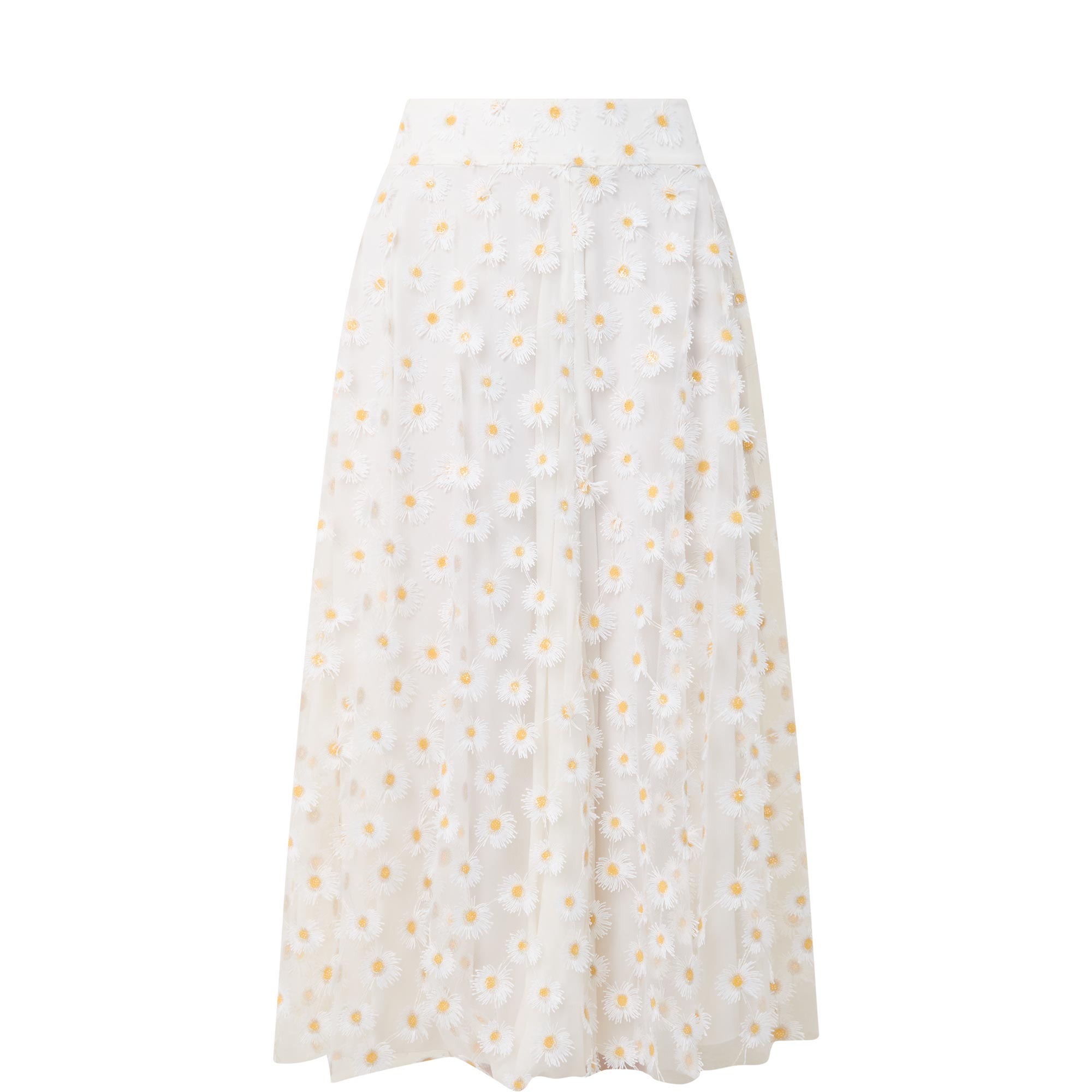 Embroidered Daisy Tulle Skirt