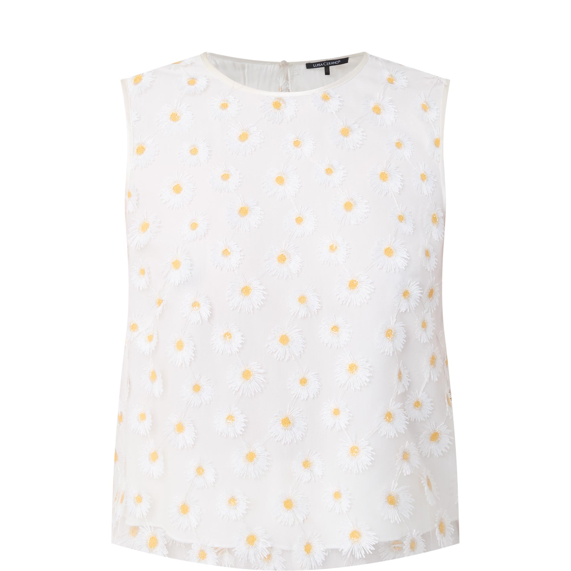Embroidered Daisy Tulle Top