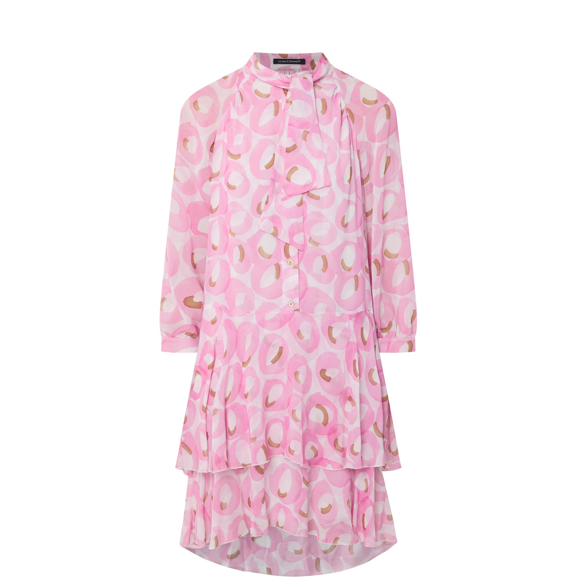 Retro Tie-Neck Mini Shirt Dress