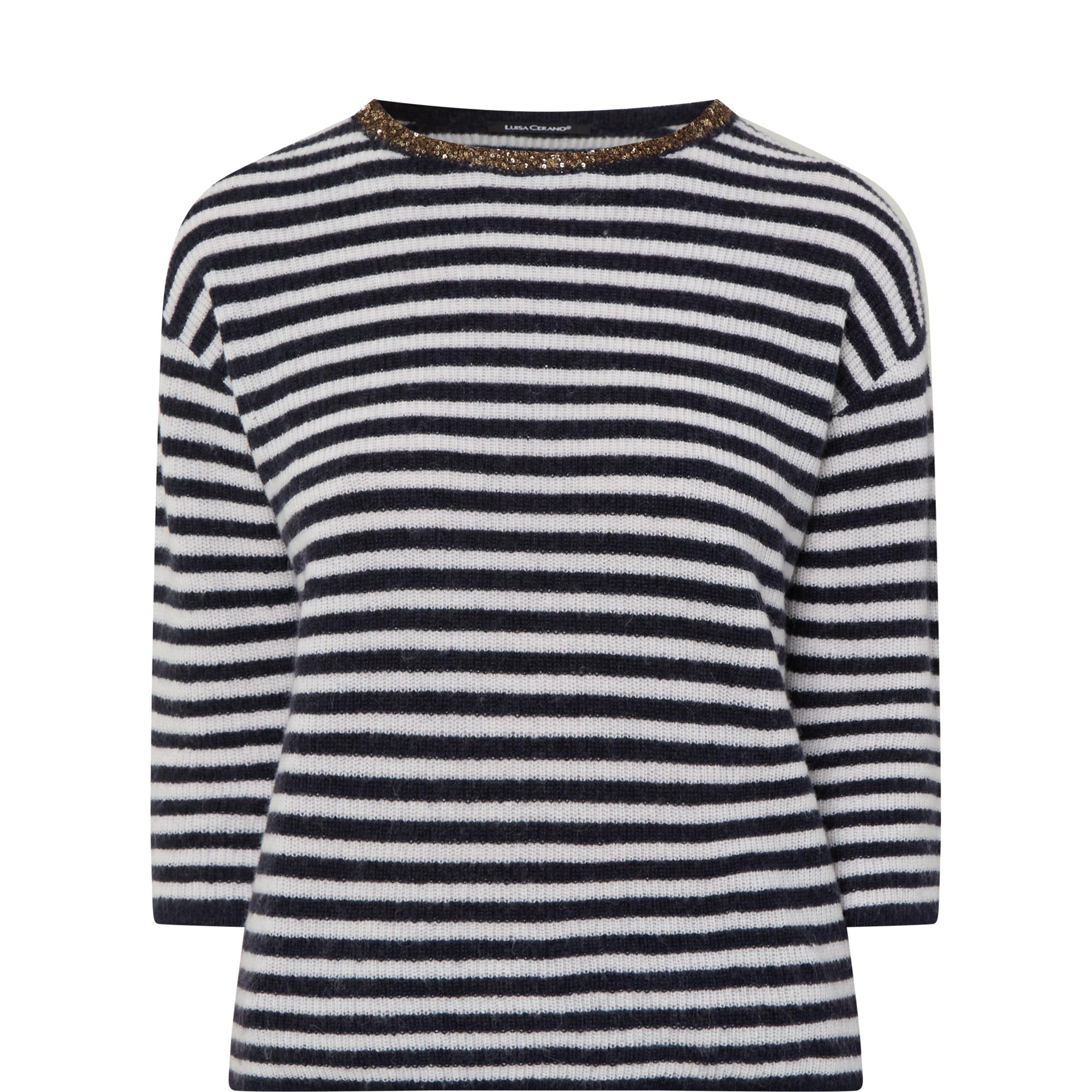 Embellished Striped Knitted Sweater