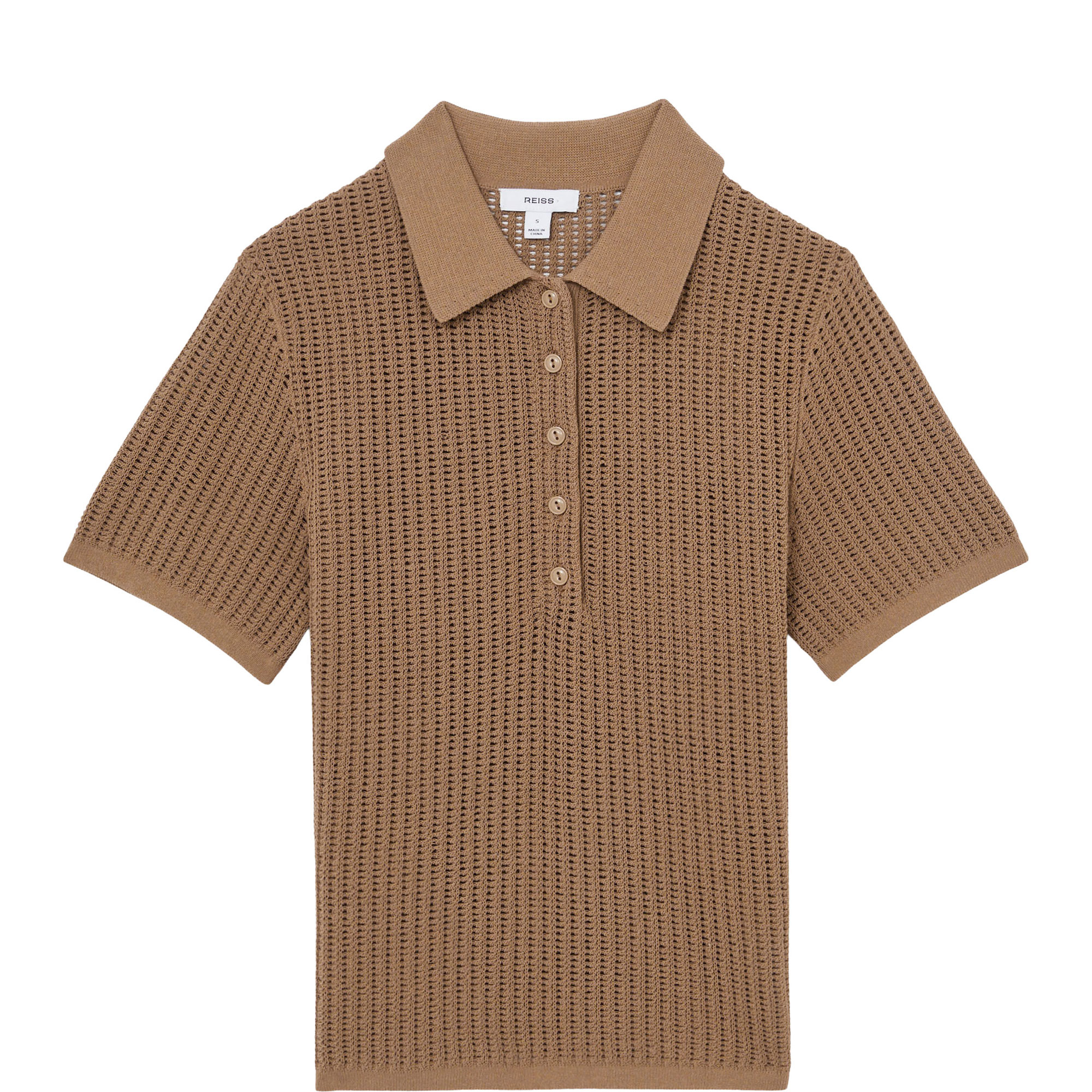 Evi Open-Knit Polo Shirt