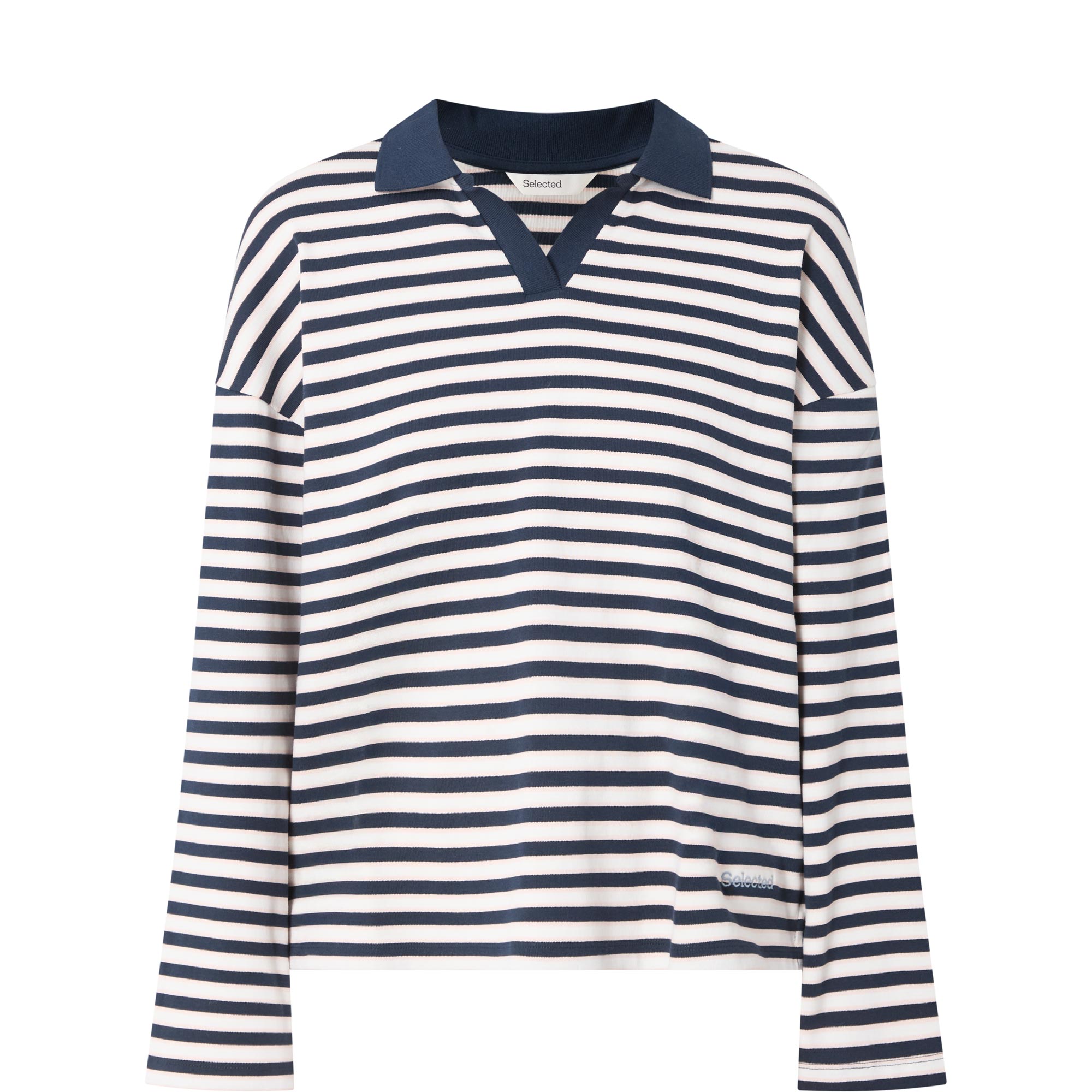 Striped Long Sleeved Polo Shirt