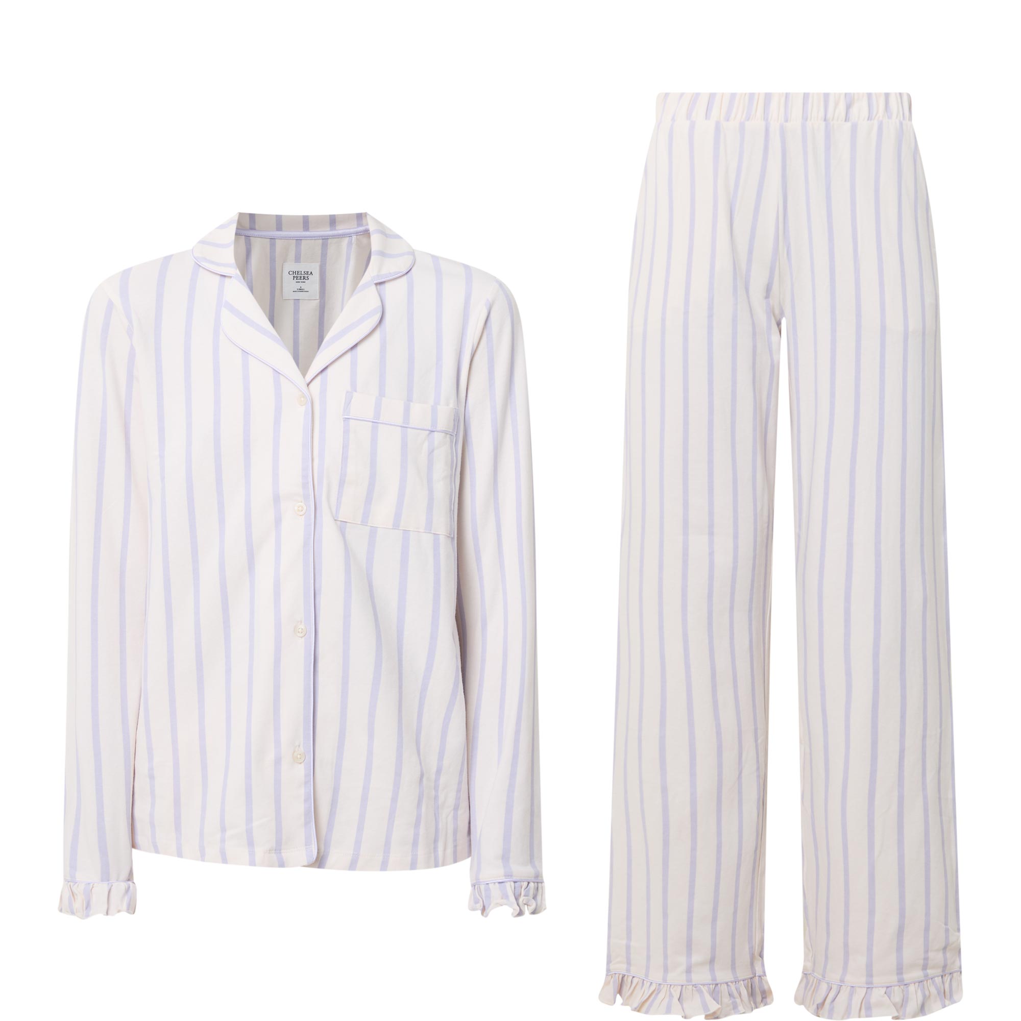 Ruffle Cuff Striped Pyjama Set