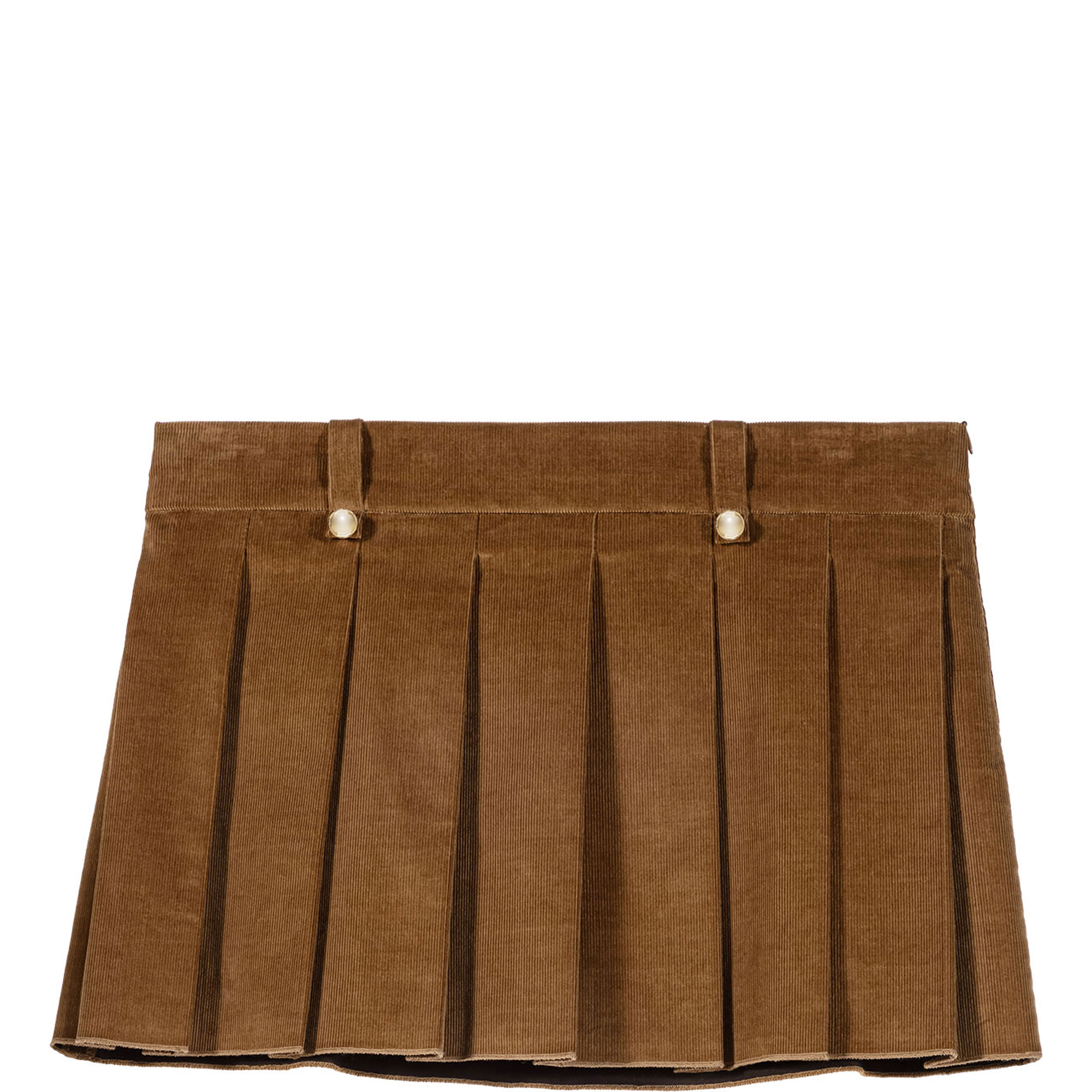 Pleated Corduroy Mini Skirt