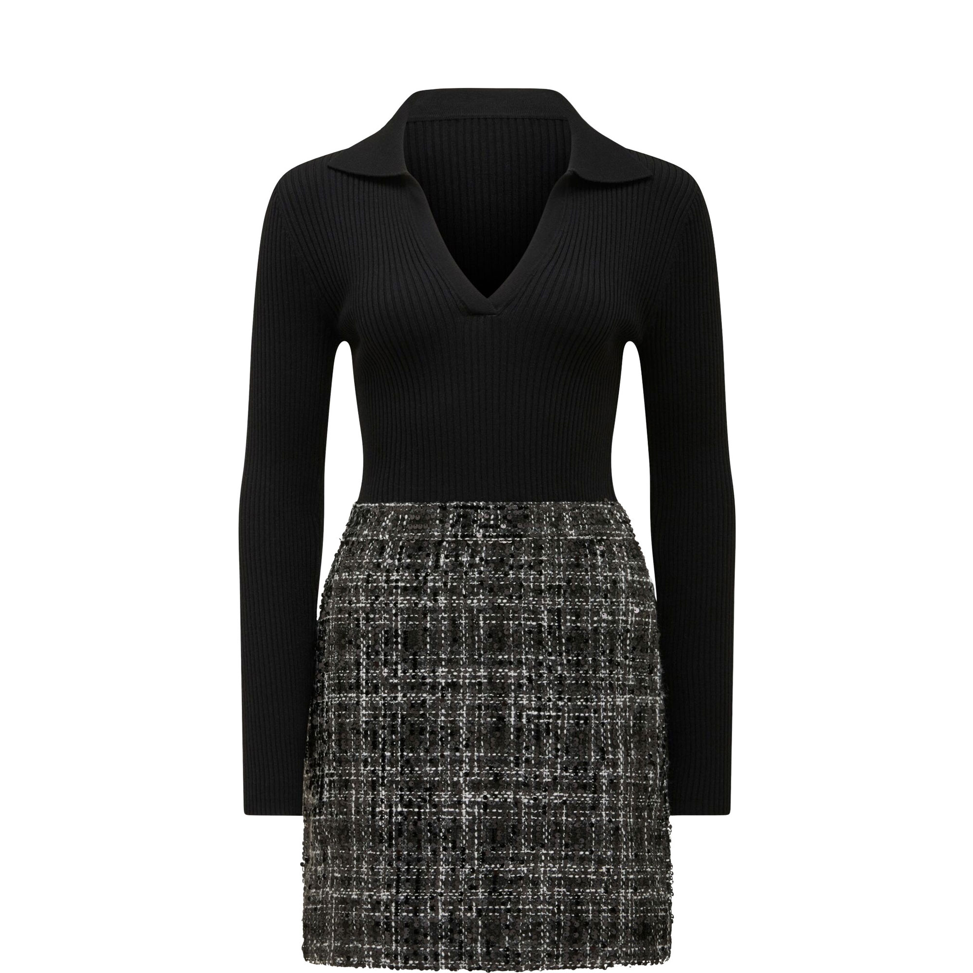 Paisley Boucle Mix Mini Dress