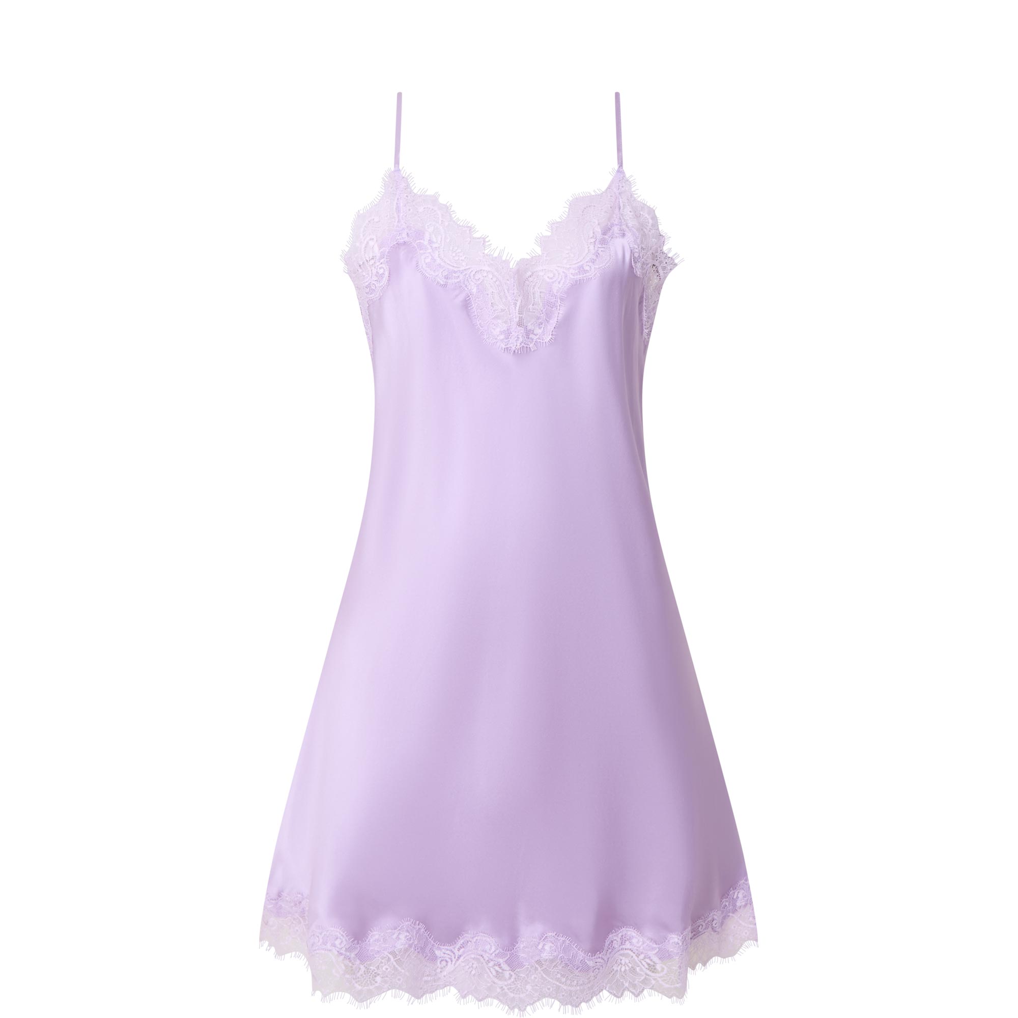 Lace Trim Silk Chemise