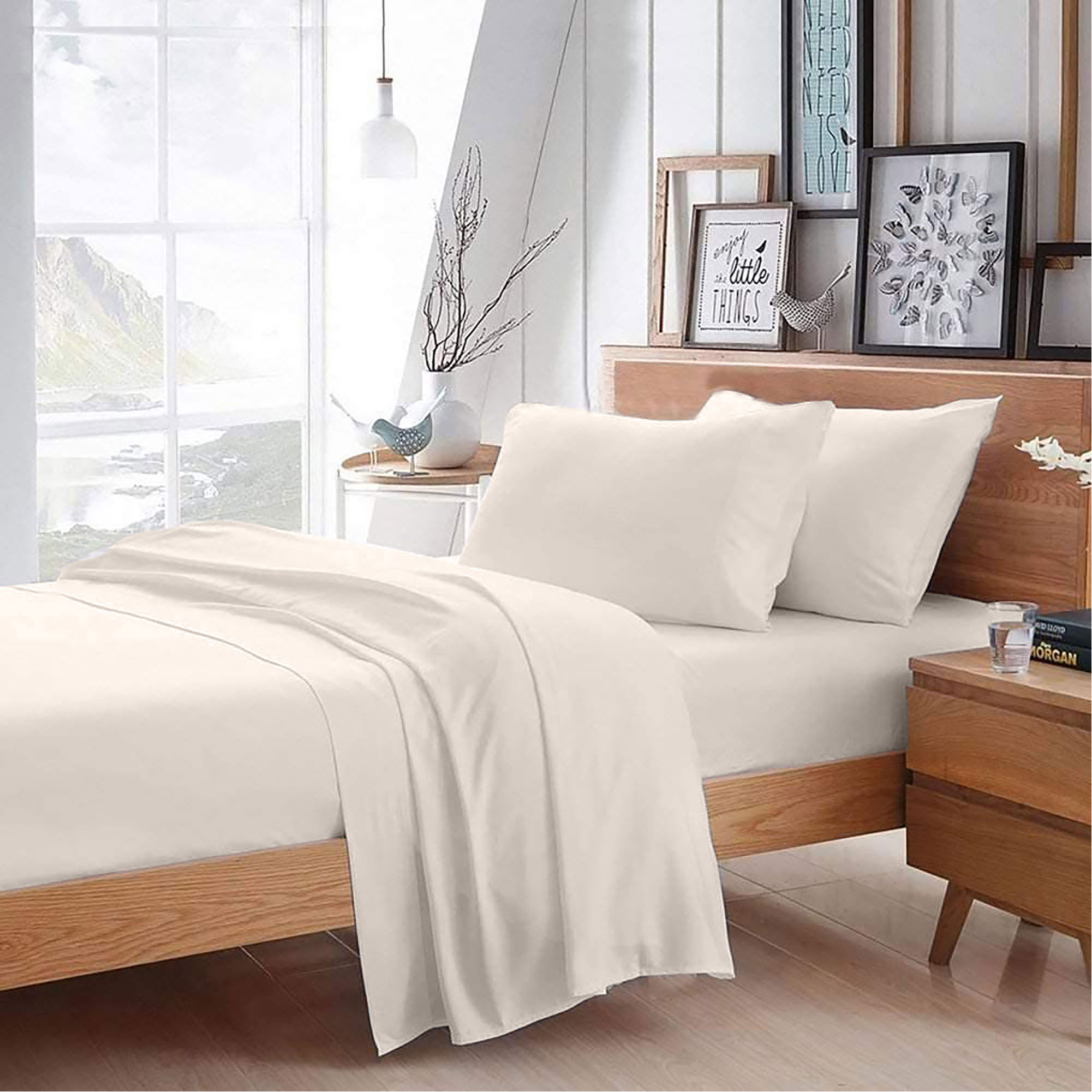 200 Thread Count Fitted Cotton Sheet Ivory