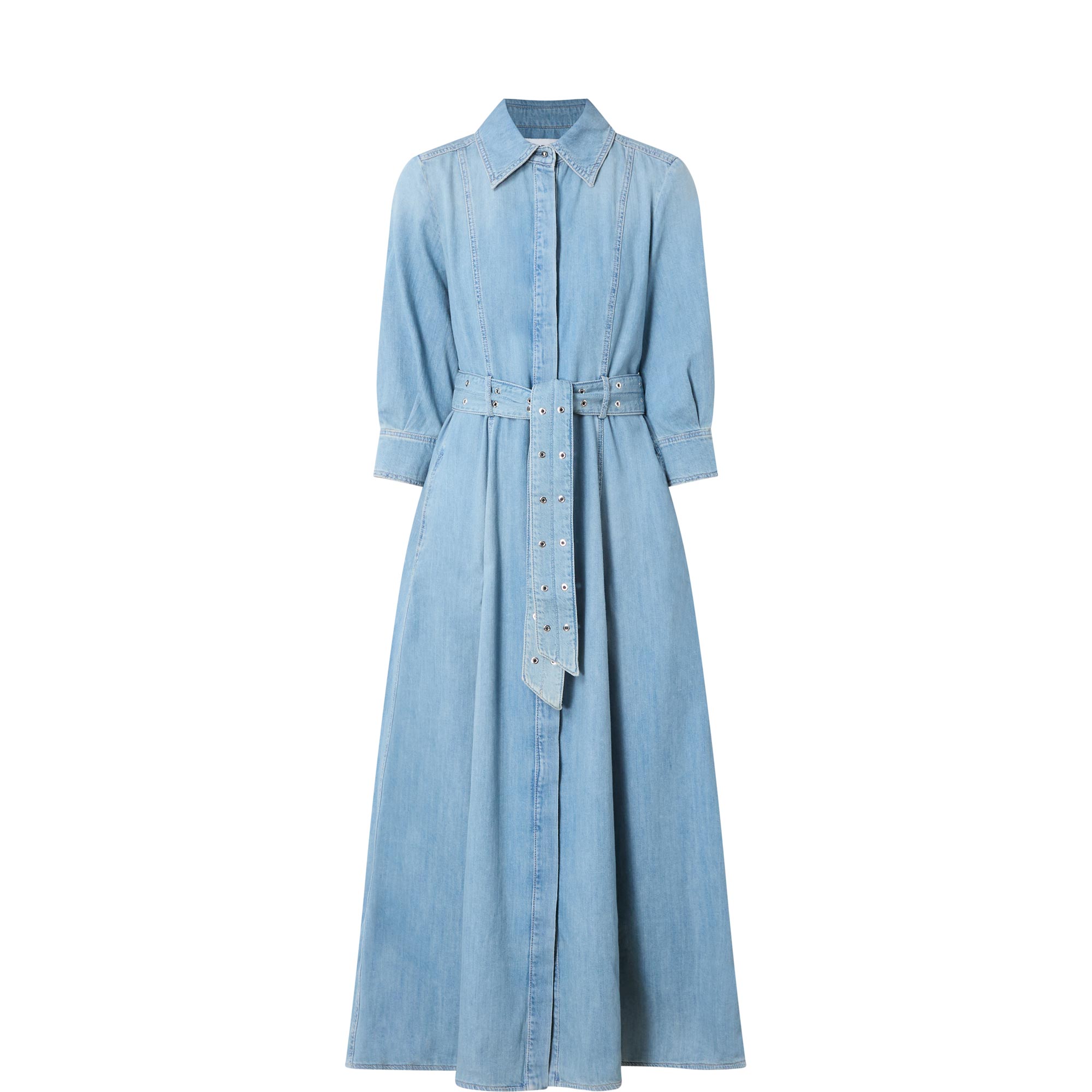 Giambo Belted Denim Shirt Dress