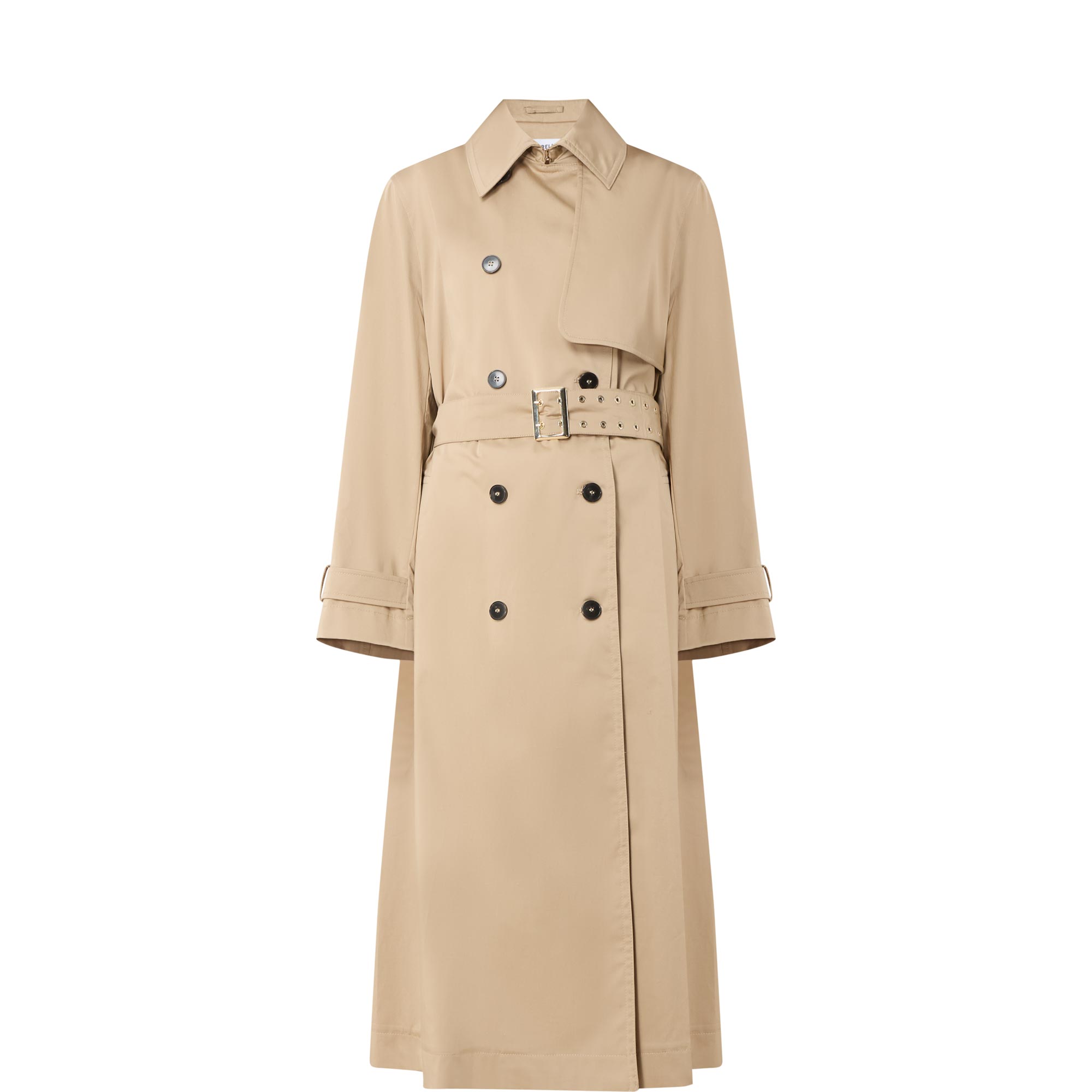 Lacaici Double-Breasted Belted Trench Coat