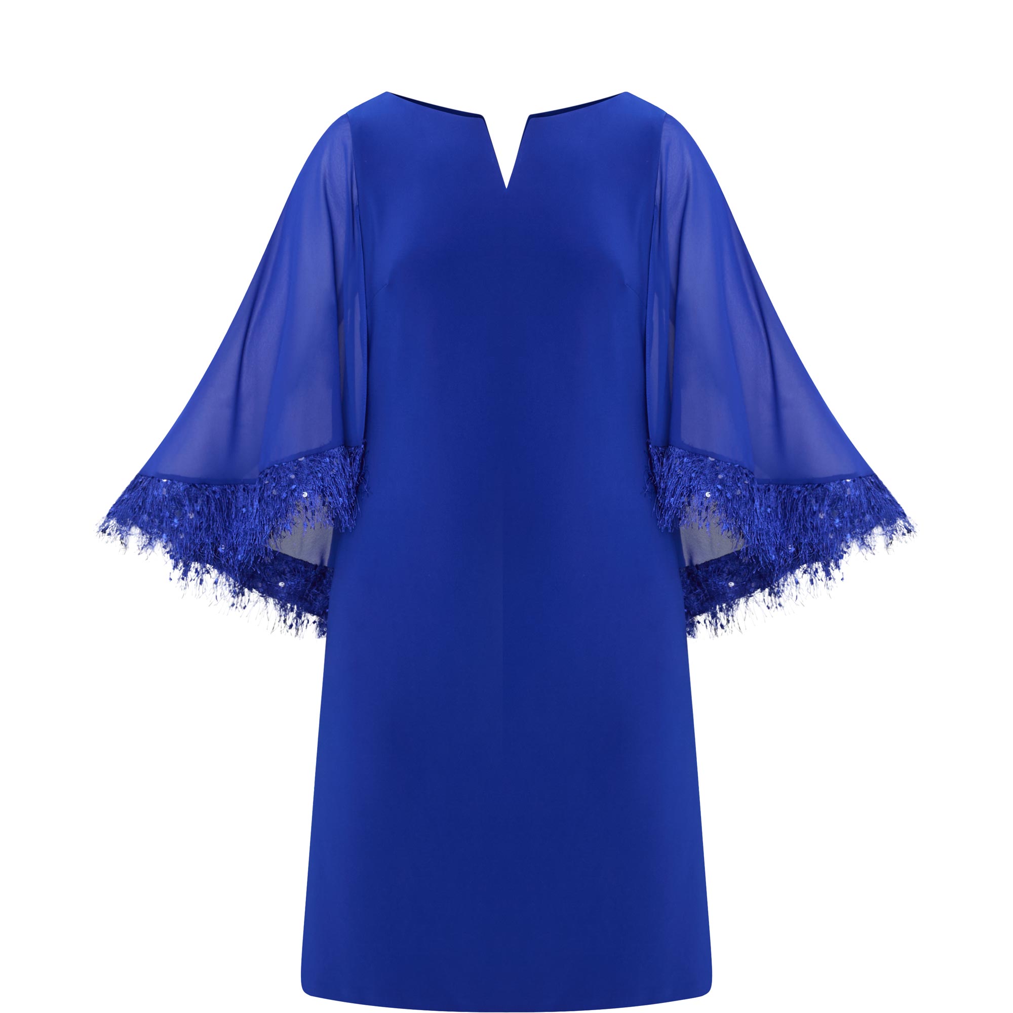 Feather-Trim Cape Dress