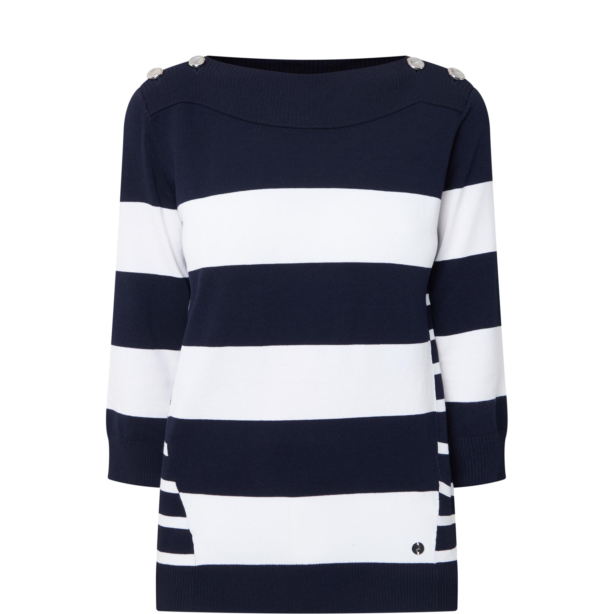 Striped Button-Shoulder Top
