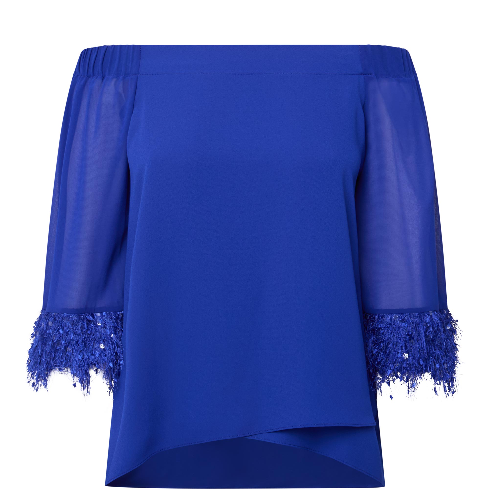 Fringe Cuffed Off-The-Shoulder Top