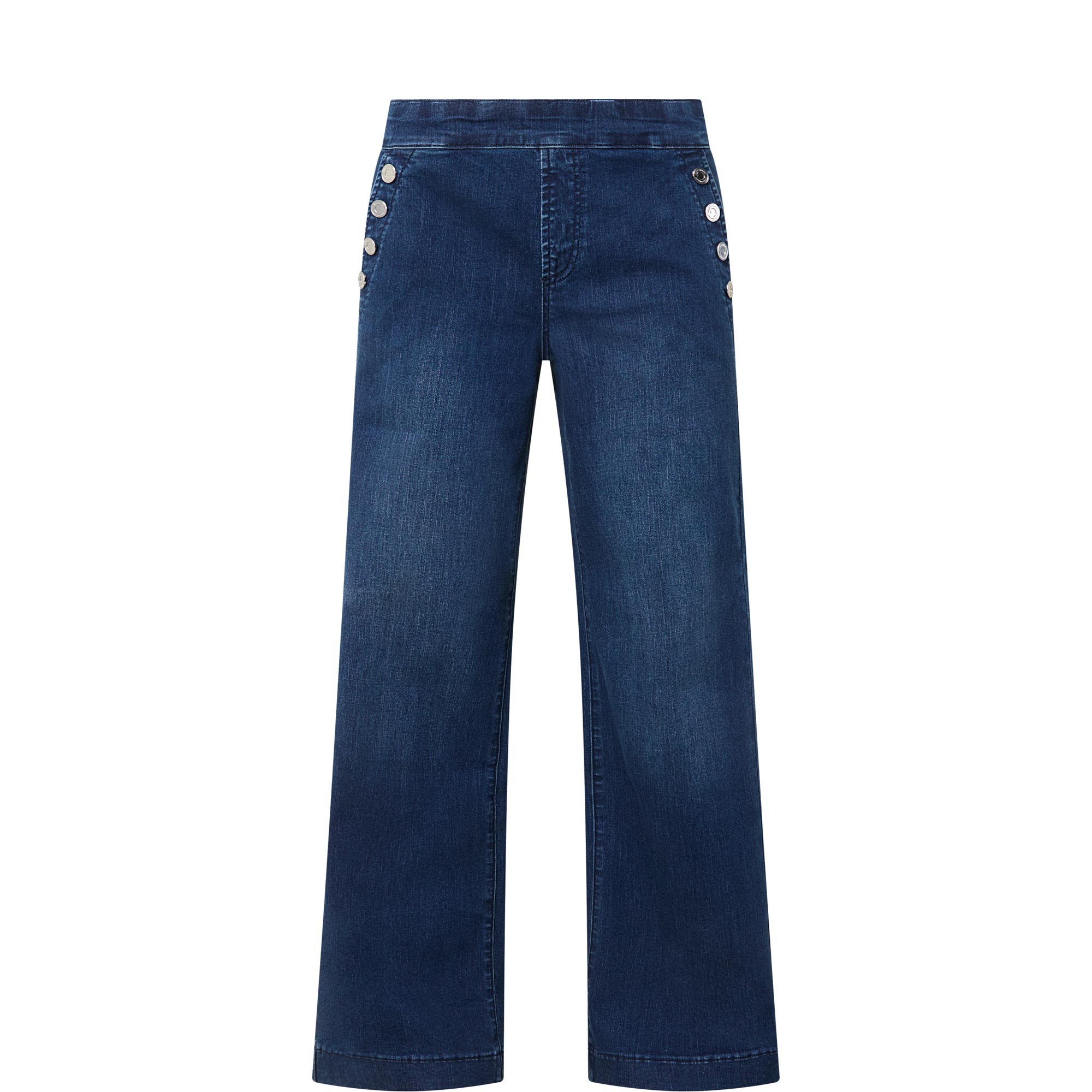 Button High-Rise Wide Leg Jeans