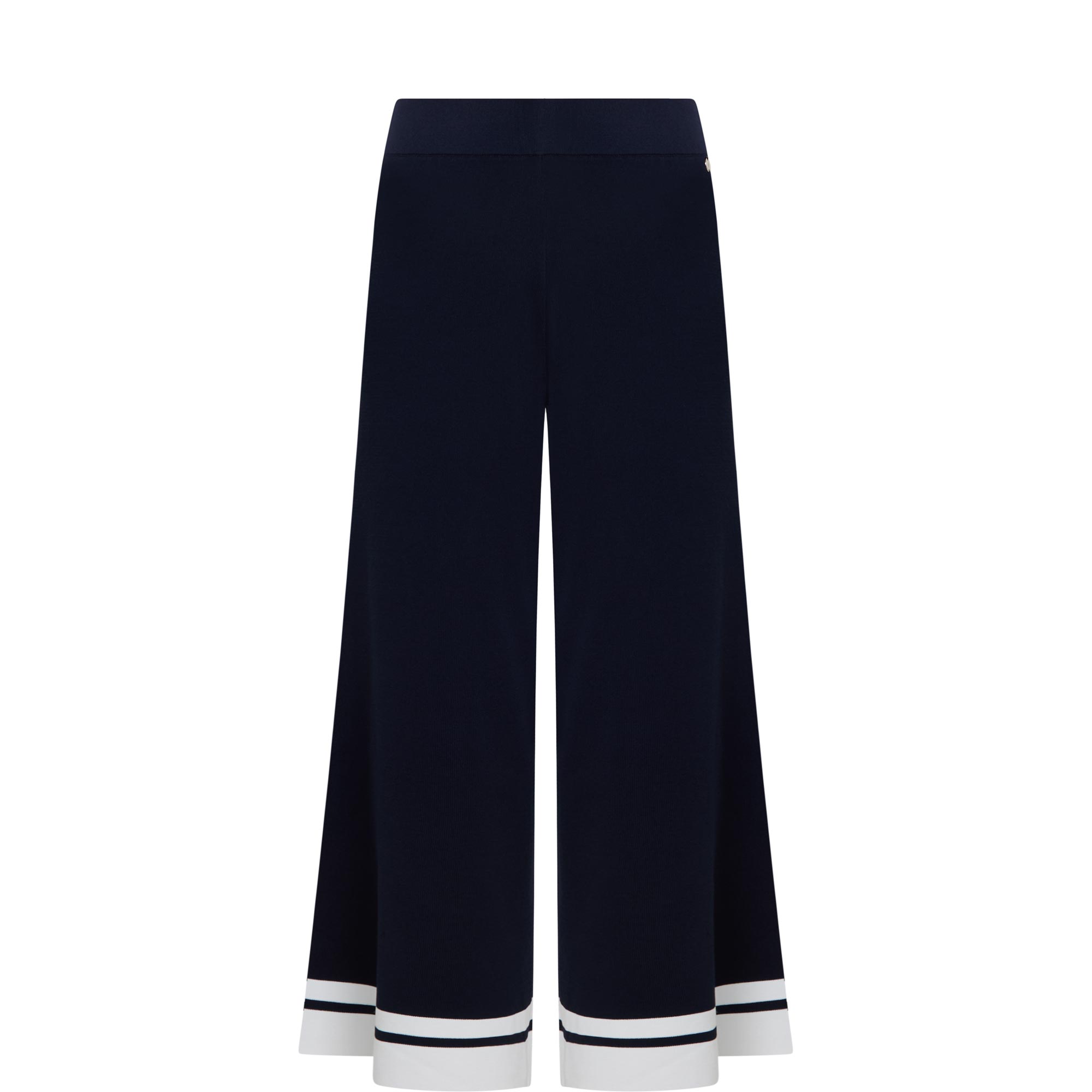 Contrast Trim Wide Leg Trousers