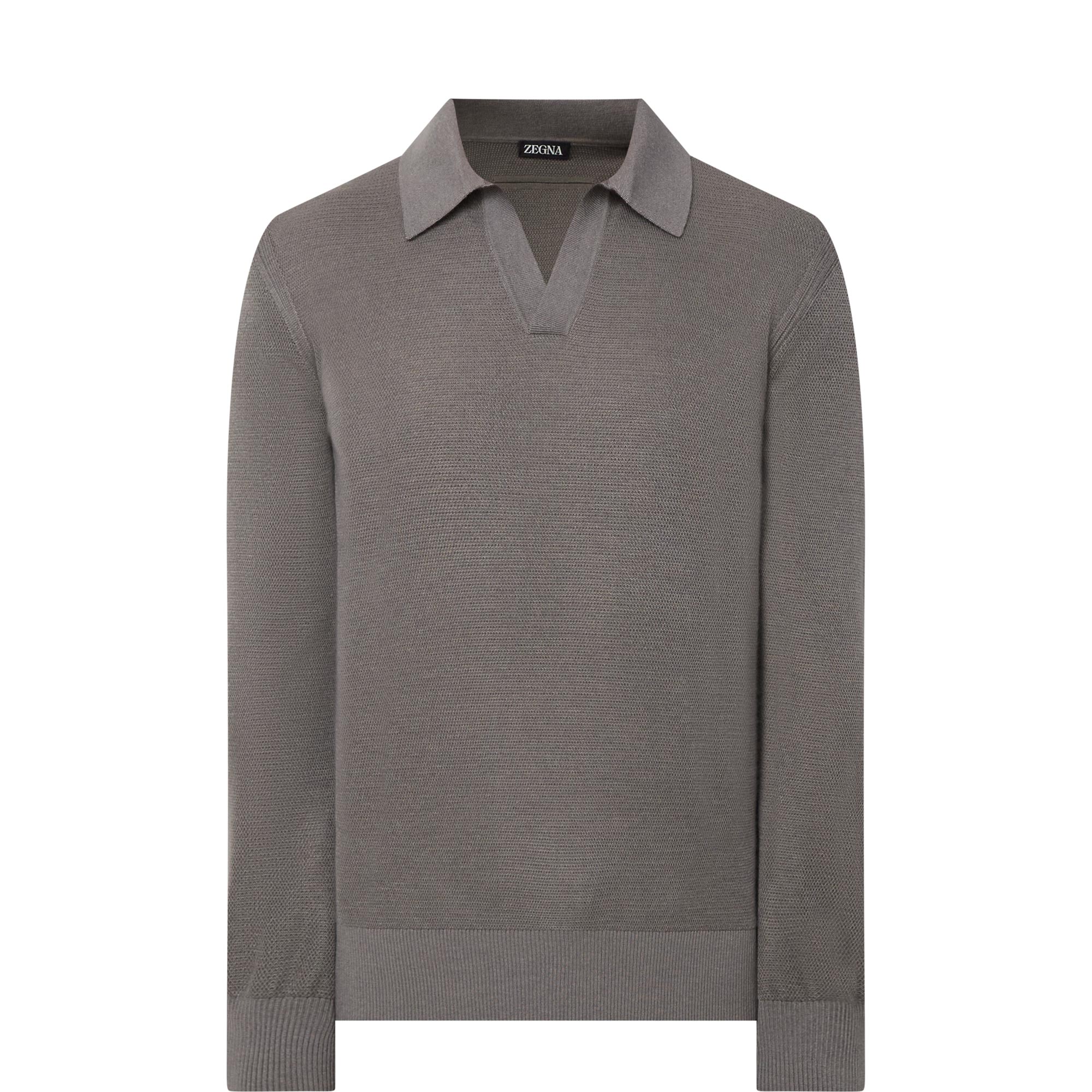 M&eacute;lange Cashmere Silk Polo Sweater