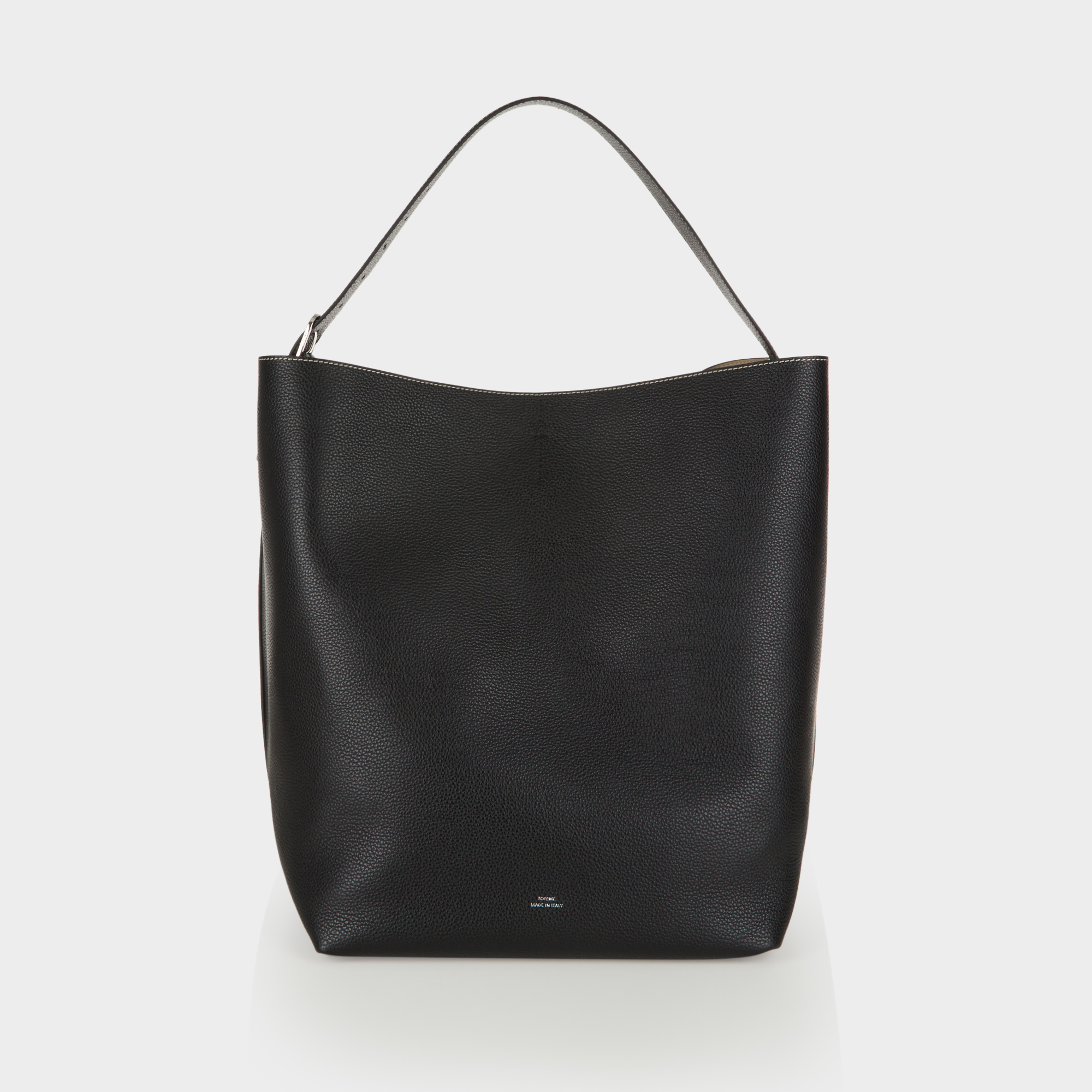 Belted Grained Leather Tote Bag